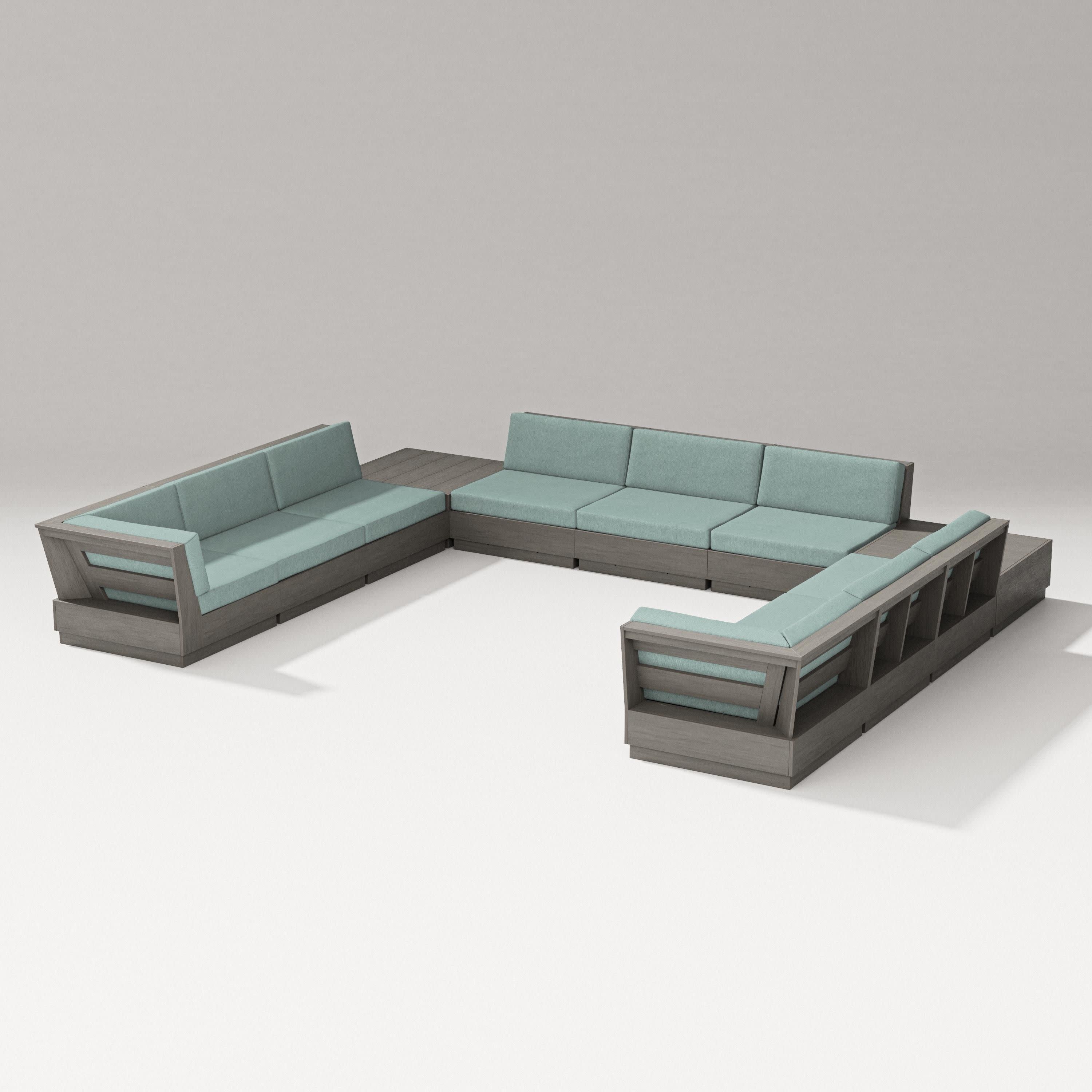 Elevate 11-Piece U-Shaped Sofa Sectional in Driftwood / Glacier Spa
