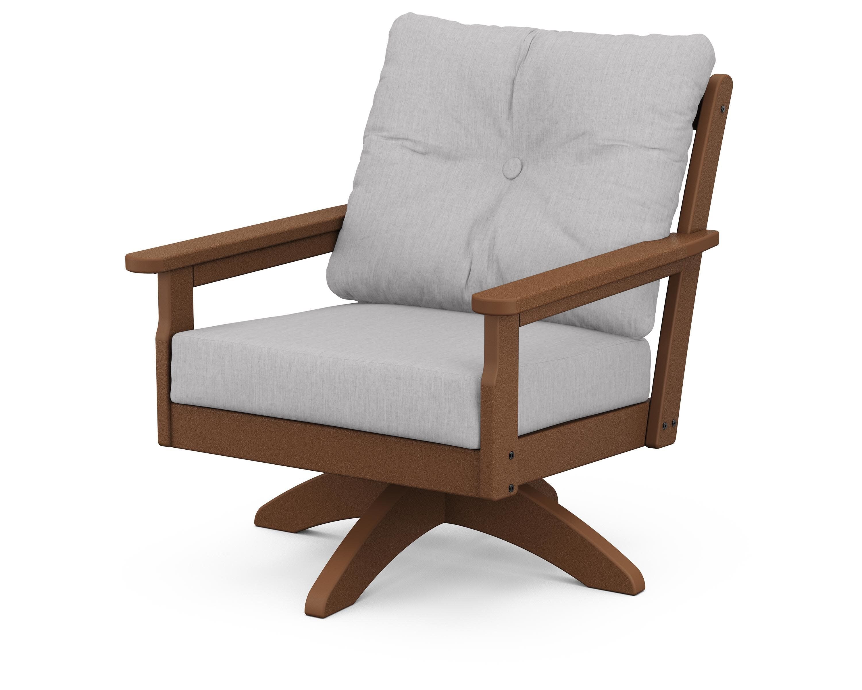 Vineyard Deep Seating Swivel Chair in Teak / Granite