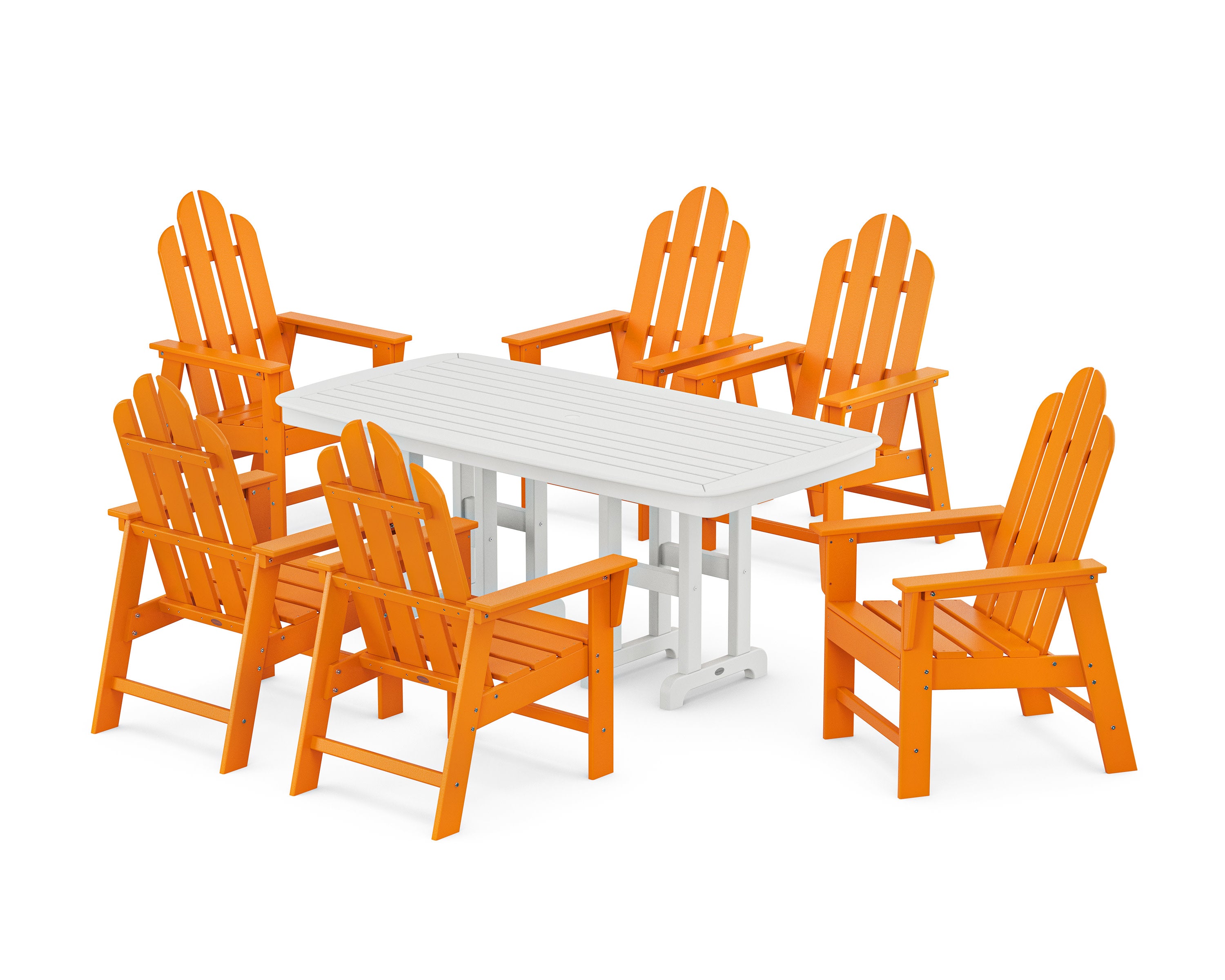 Long Island 7-Piece Dining Set in Tangerine / White