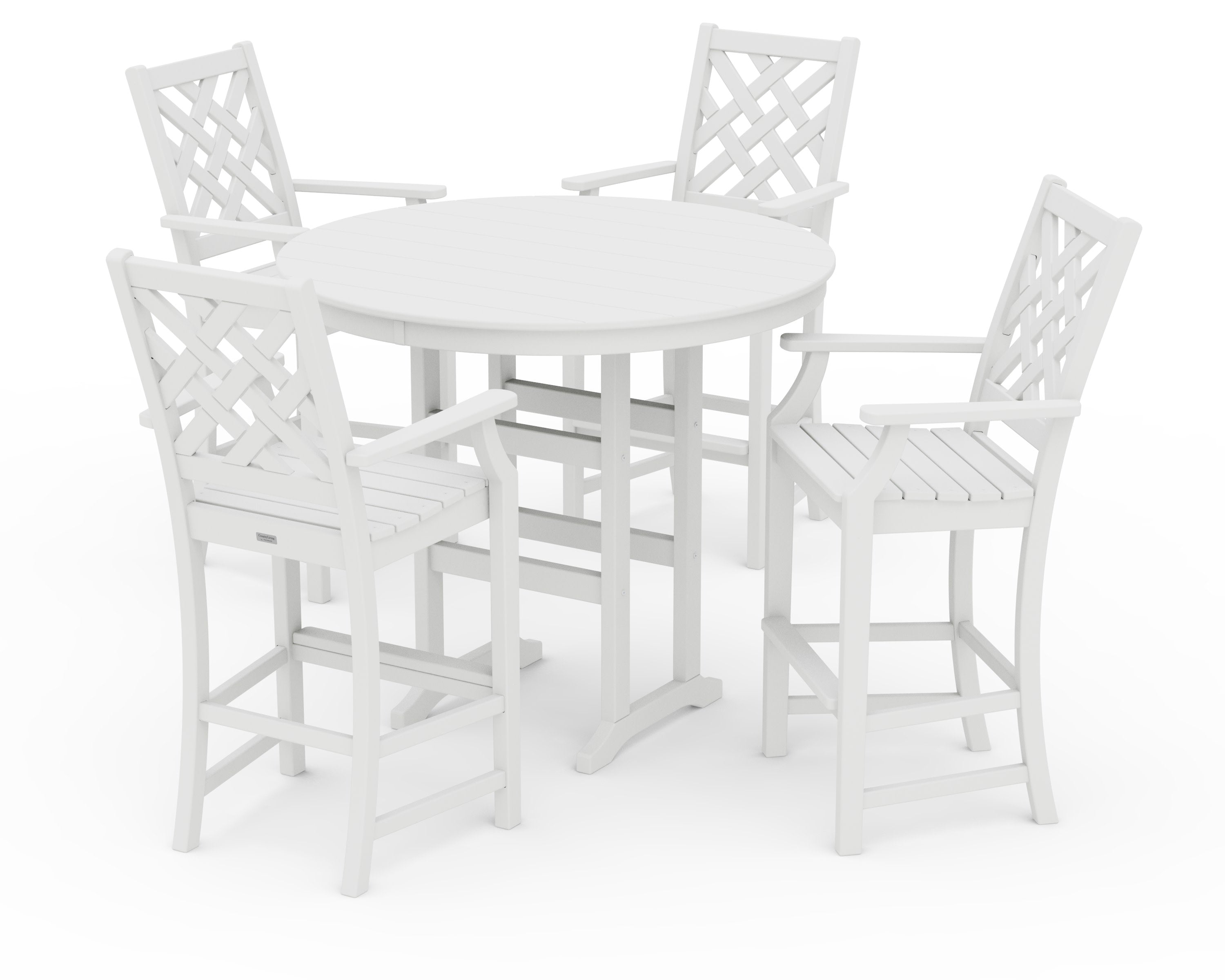 Wovendale 5-Piece Round Farmhouse Bar Set in White
