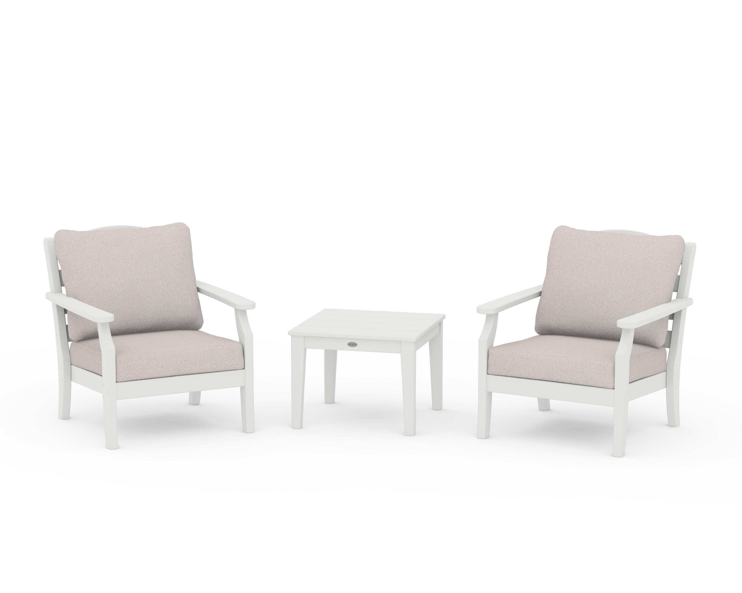 Savannah 3-Piece Deep Seating Set in Vintage White / Dune Burlap