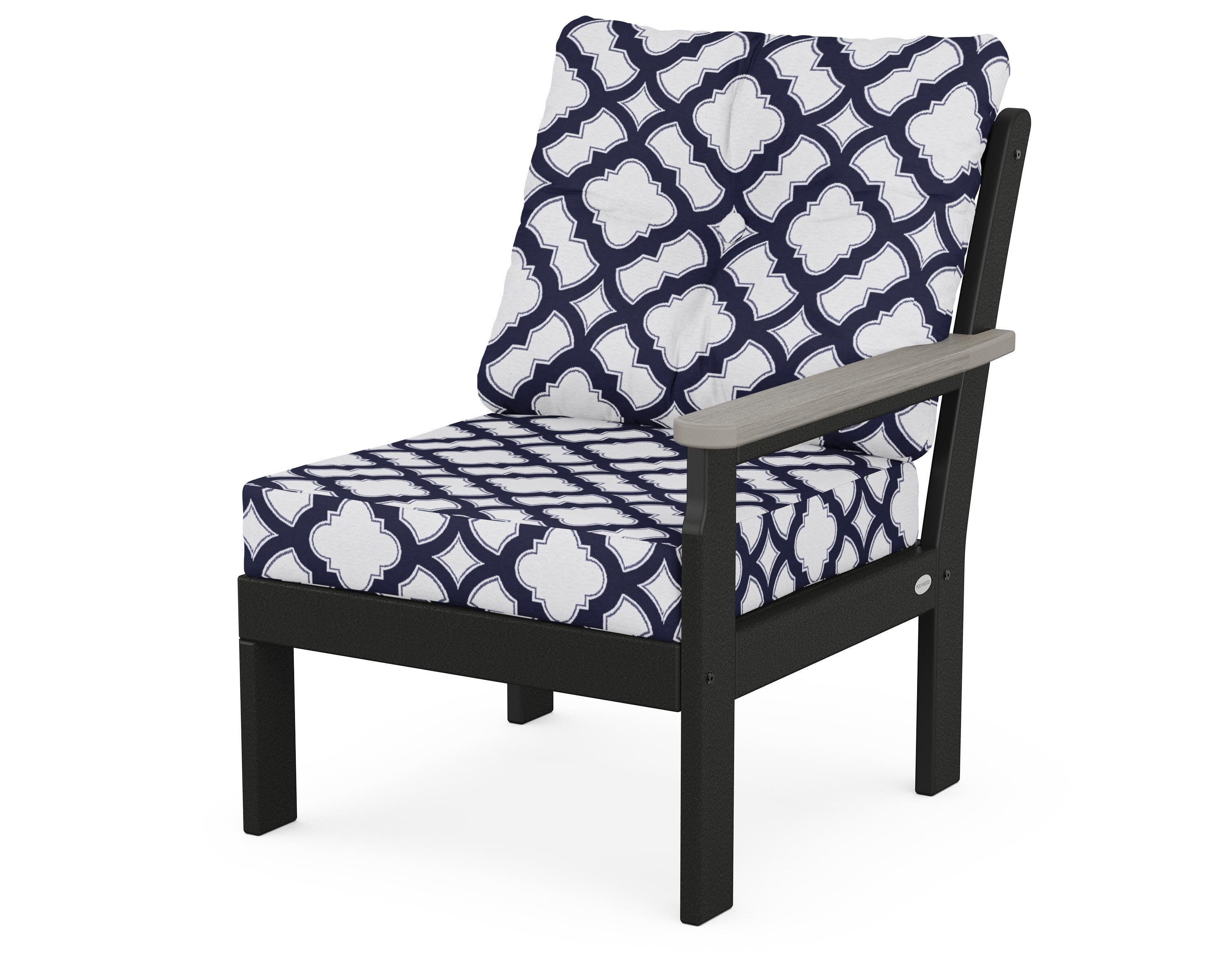 Vineyard Modular Right Arm Chair in Black / Driftwood / Trellis Navy