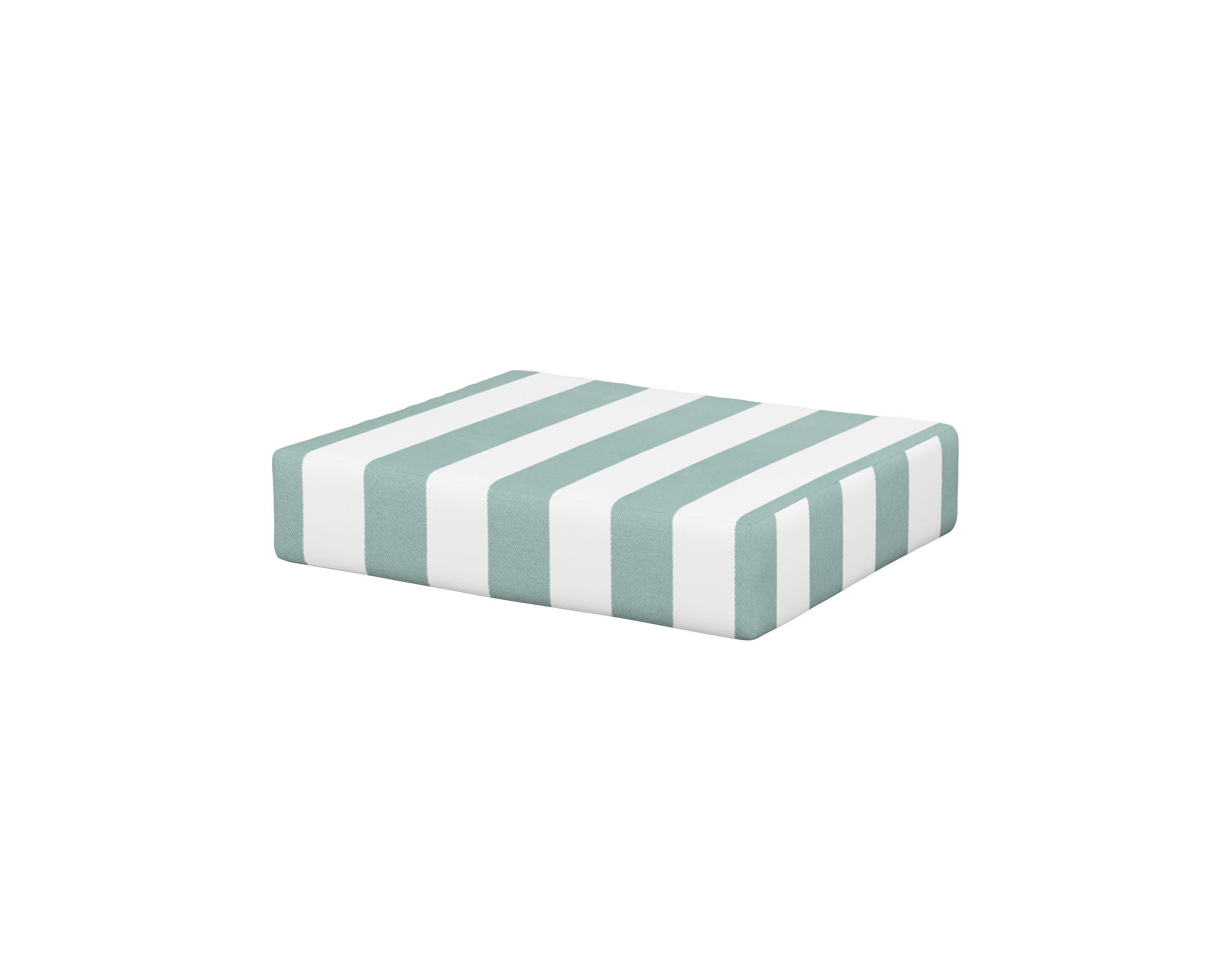 Acadia Ottoman Cushion in Cabana Stripe Glacier Spa