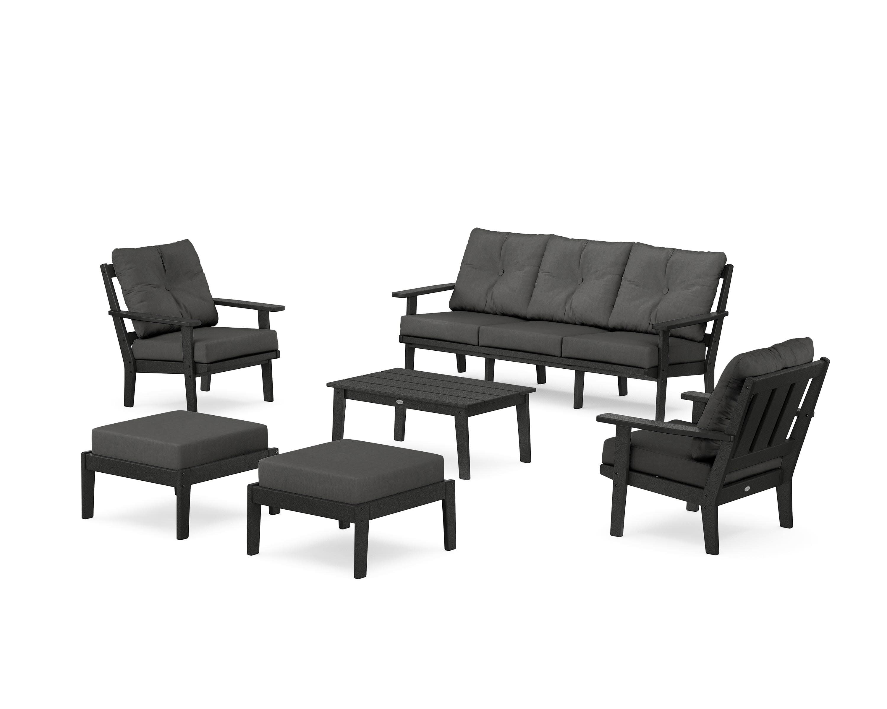 Oxford 6-Piece Lounge Sofa Set in Black / Spectrum Carbon
