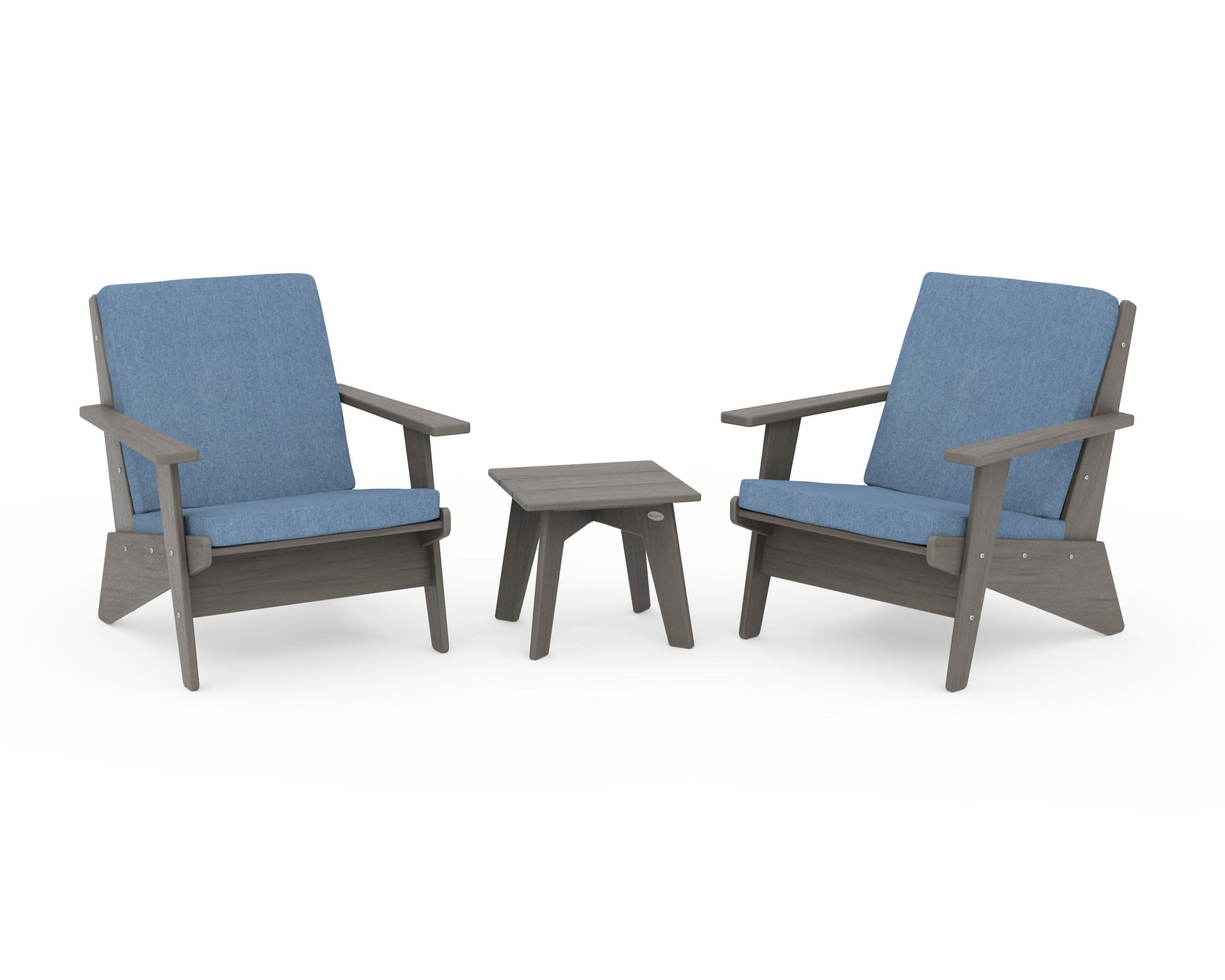 Riviera Modern Lounge 3-Piece Set in Driftwood / Sky Blue