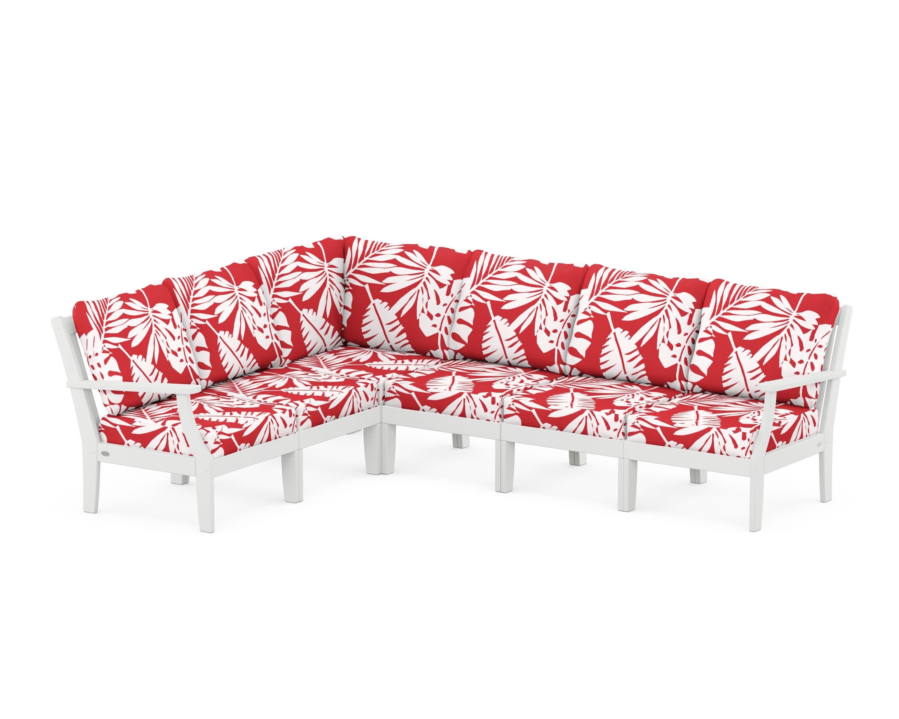 Braxton Modular 6-Piece Deep Seating Set in White / Leaf Crimson