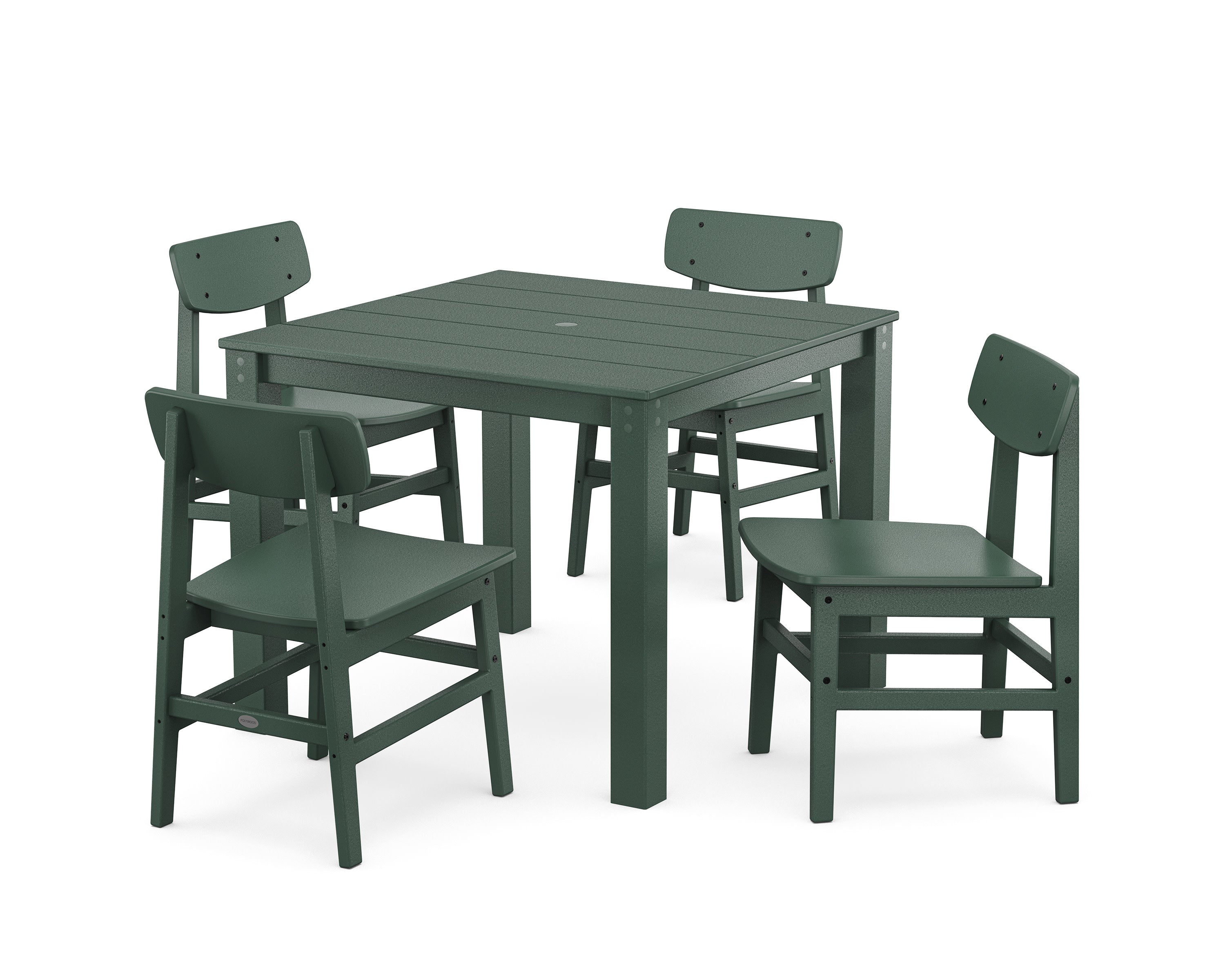 Modern Studio Urban Chair 5-Piece Parsons Dining Set in Green