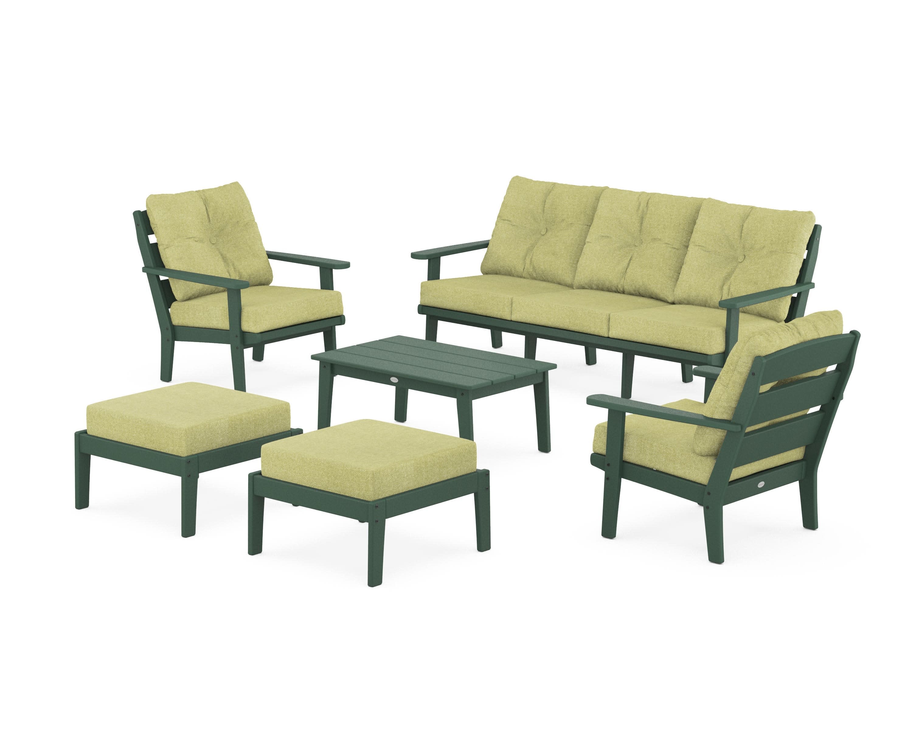 Lakeside 6-Piece Lounge Sofa Set in Green / Chartreuse Boucle