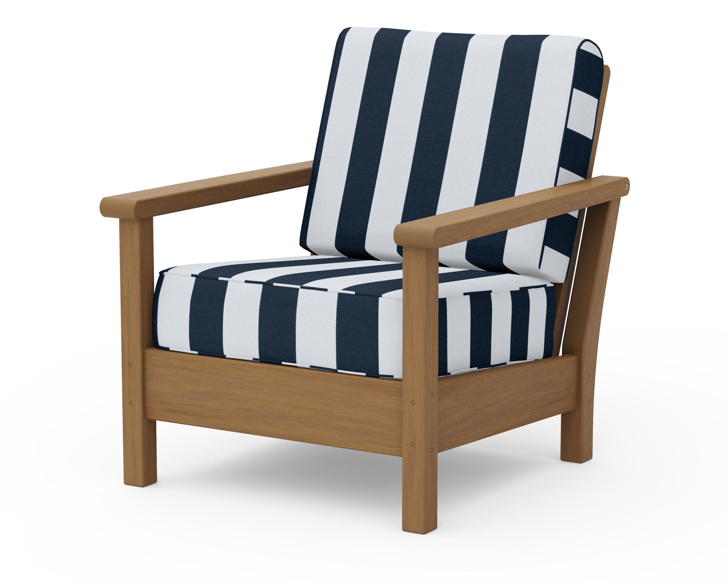 Harbour Deep Seating Chair in Natural / Cabana Stripe Marine Indigo