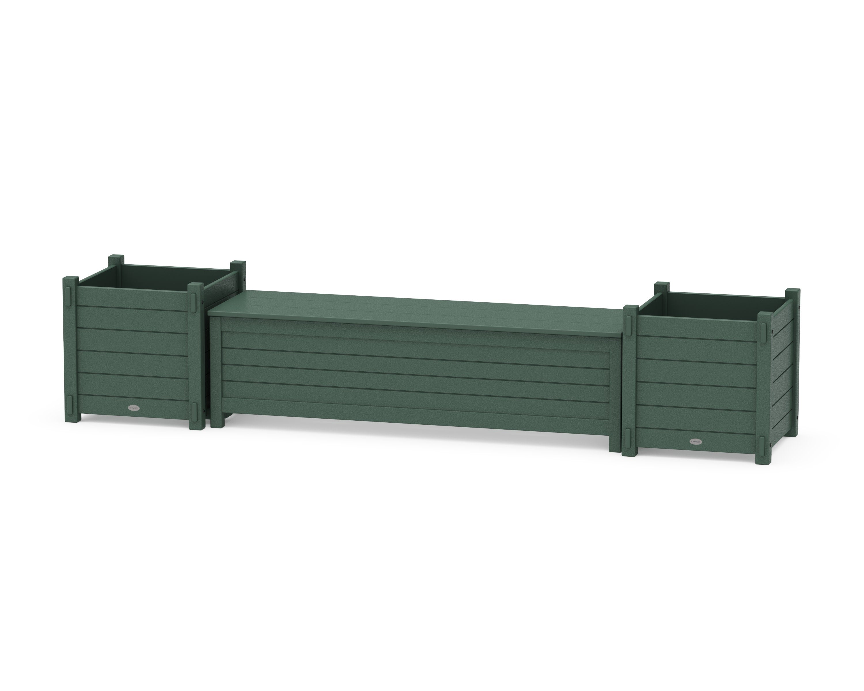60" Nautical Straight Planter Storage Bench Set- Large in Green