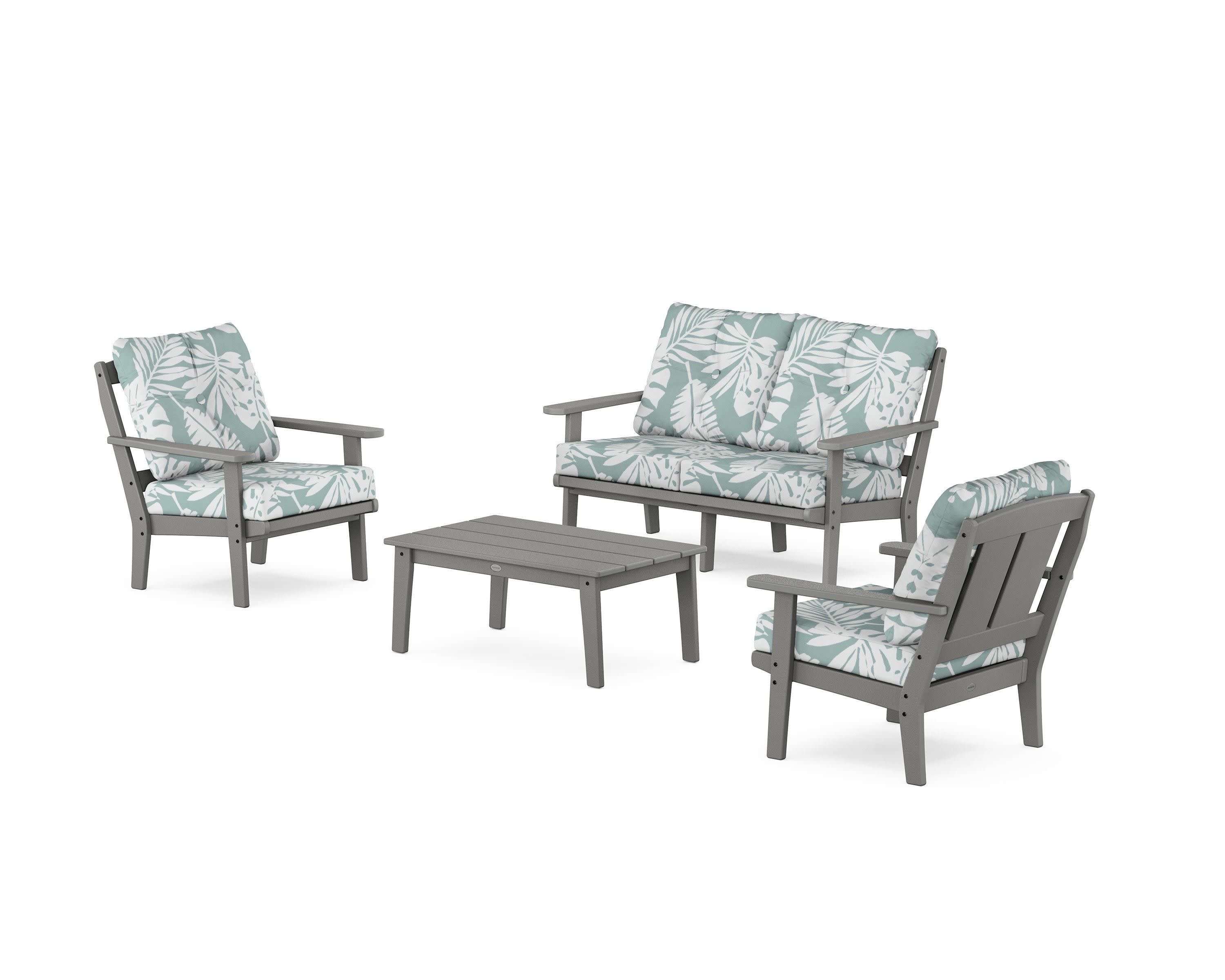 Mission 4-Piece Deep Seating Set with Loveseat in Slate Grey / Leaf Glacier Spa