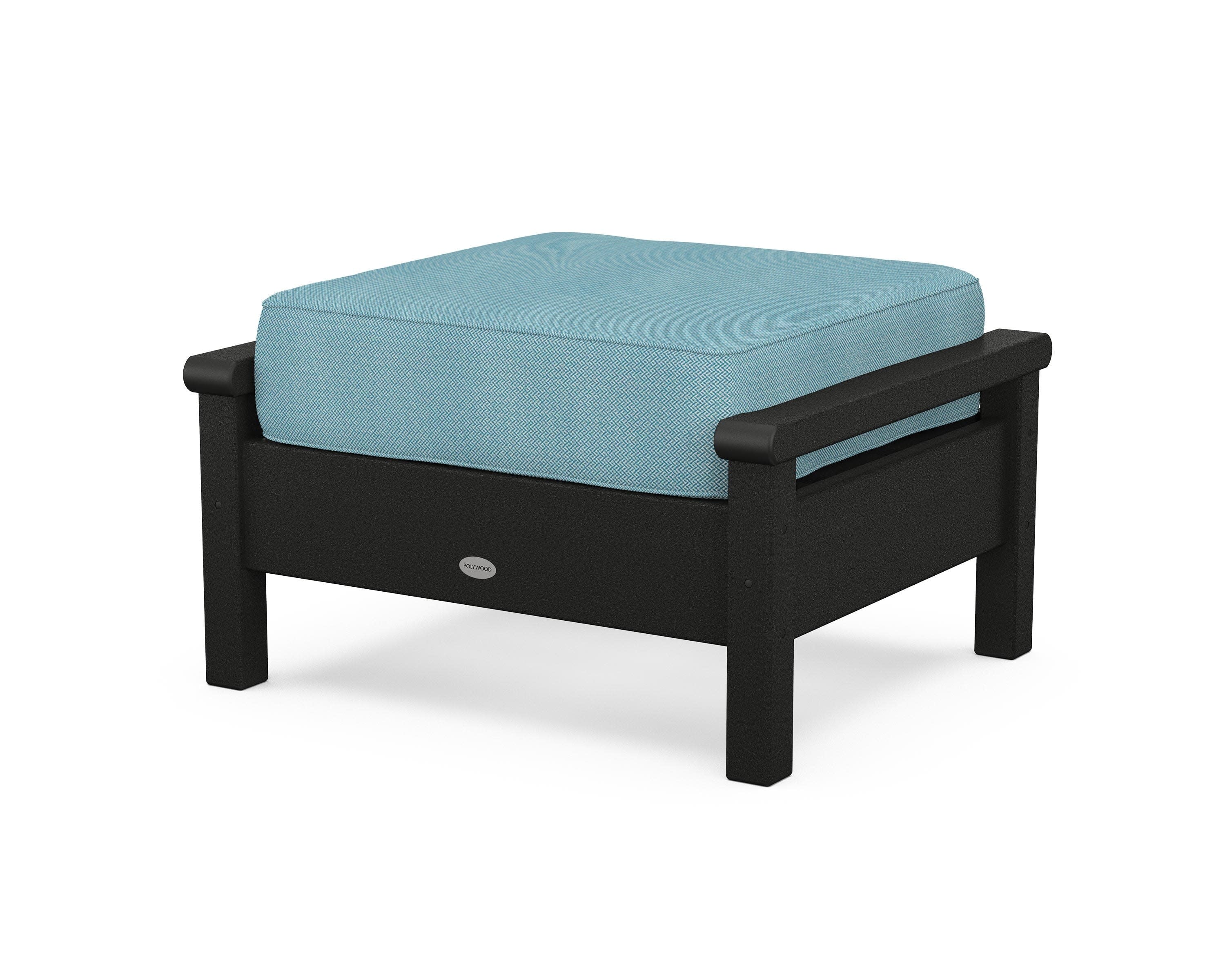 Harbour Deep Seating Ottoman in Black / Lattice Sky Blue