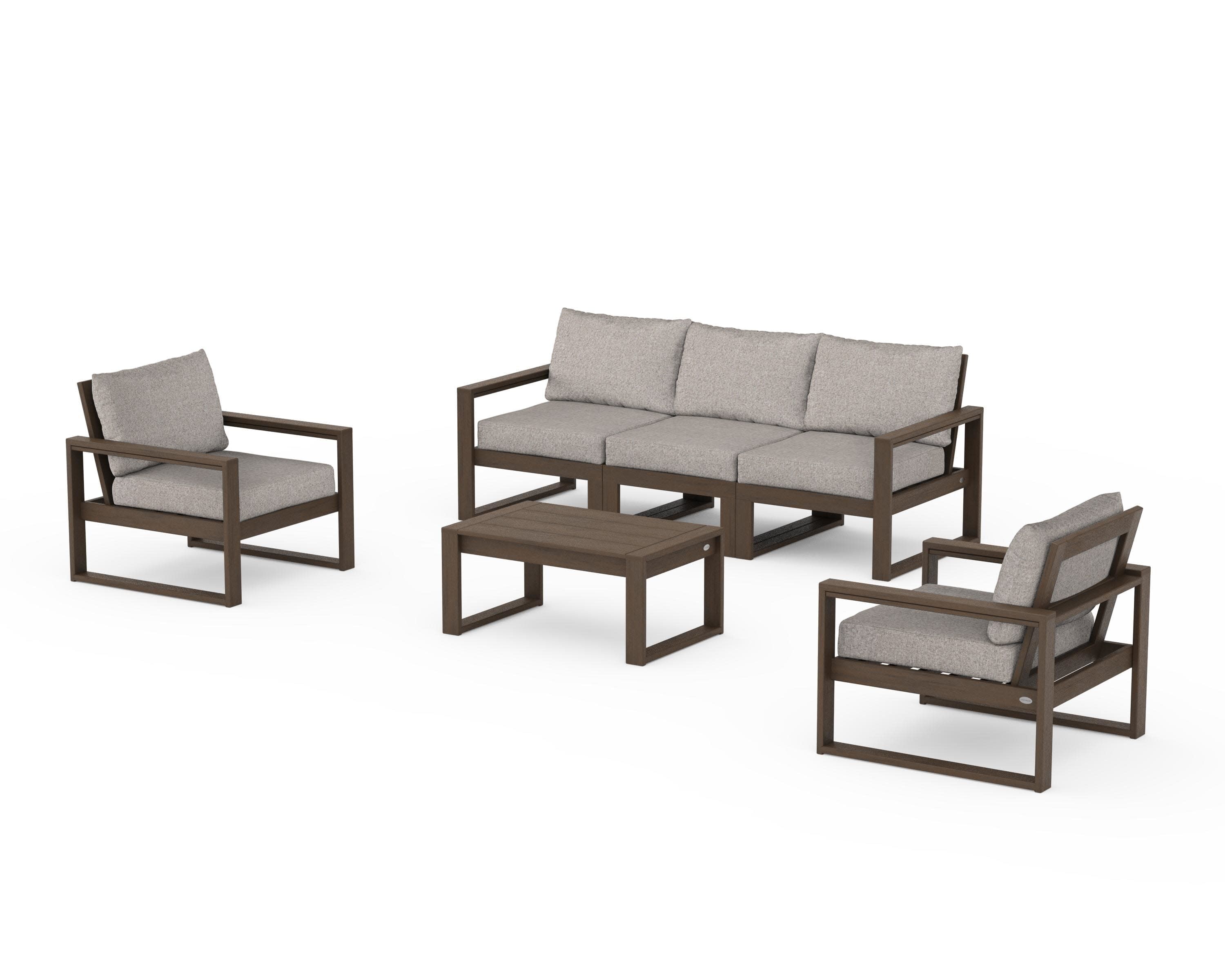 EDGE Sectional 4-Piece Deep Seating Set with Sofa in Kona / Weathered Tweed