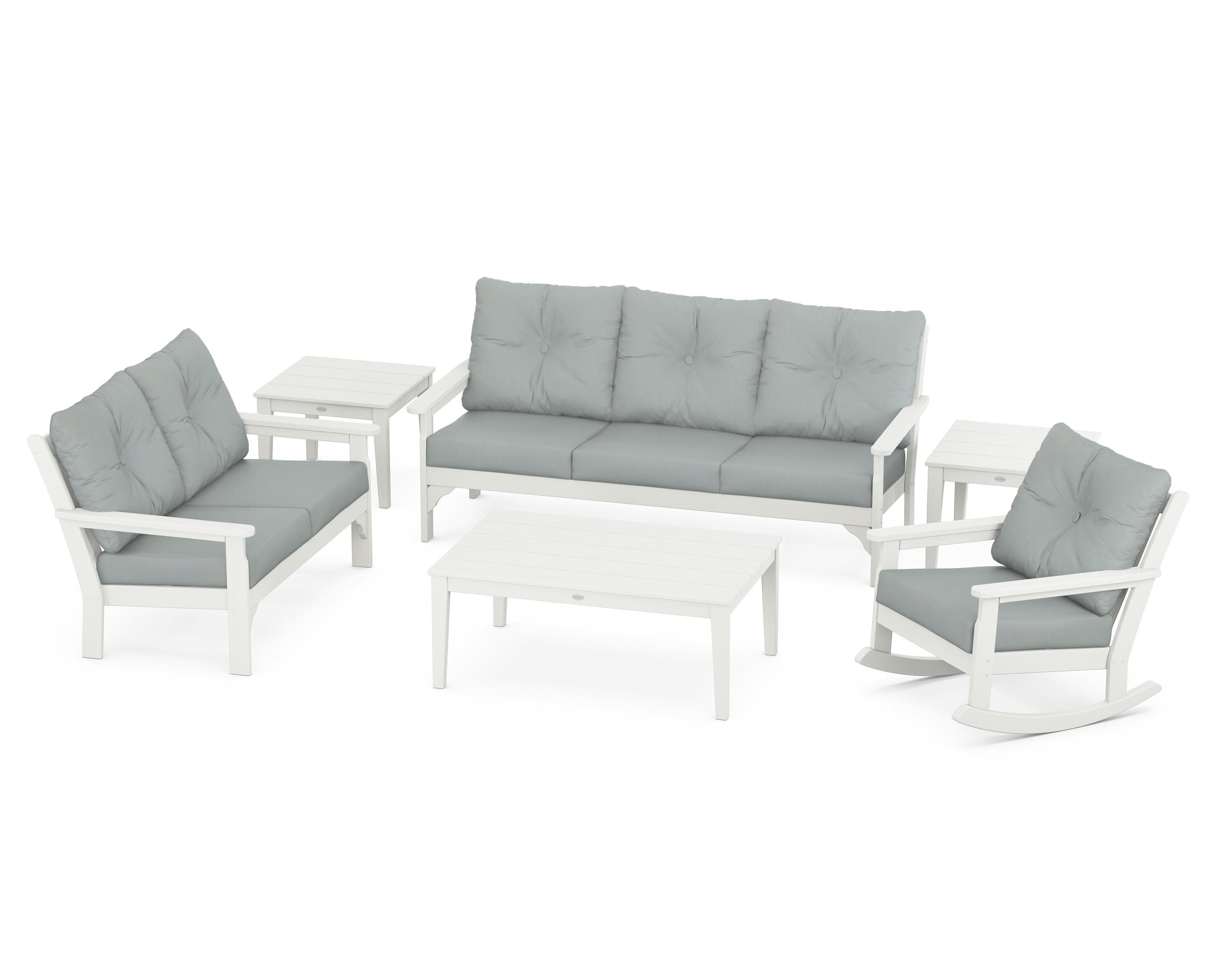 Vineyard 6-Piece Deep Seating Set in Vintage White / Spa