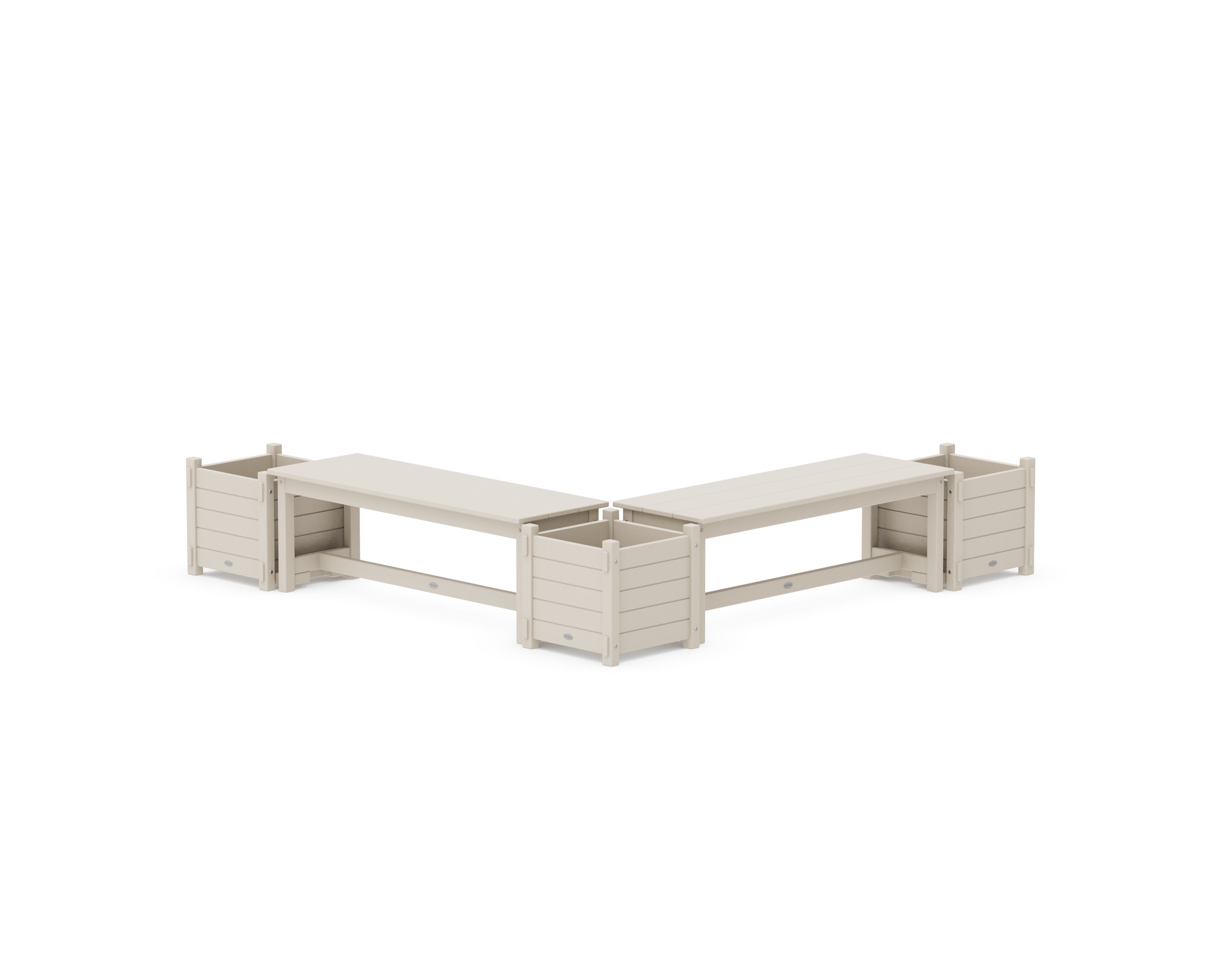 48" Nautical L- Shaped Planter Bench Corner Set in Sand