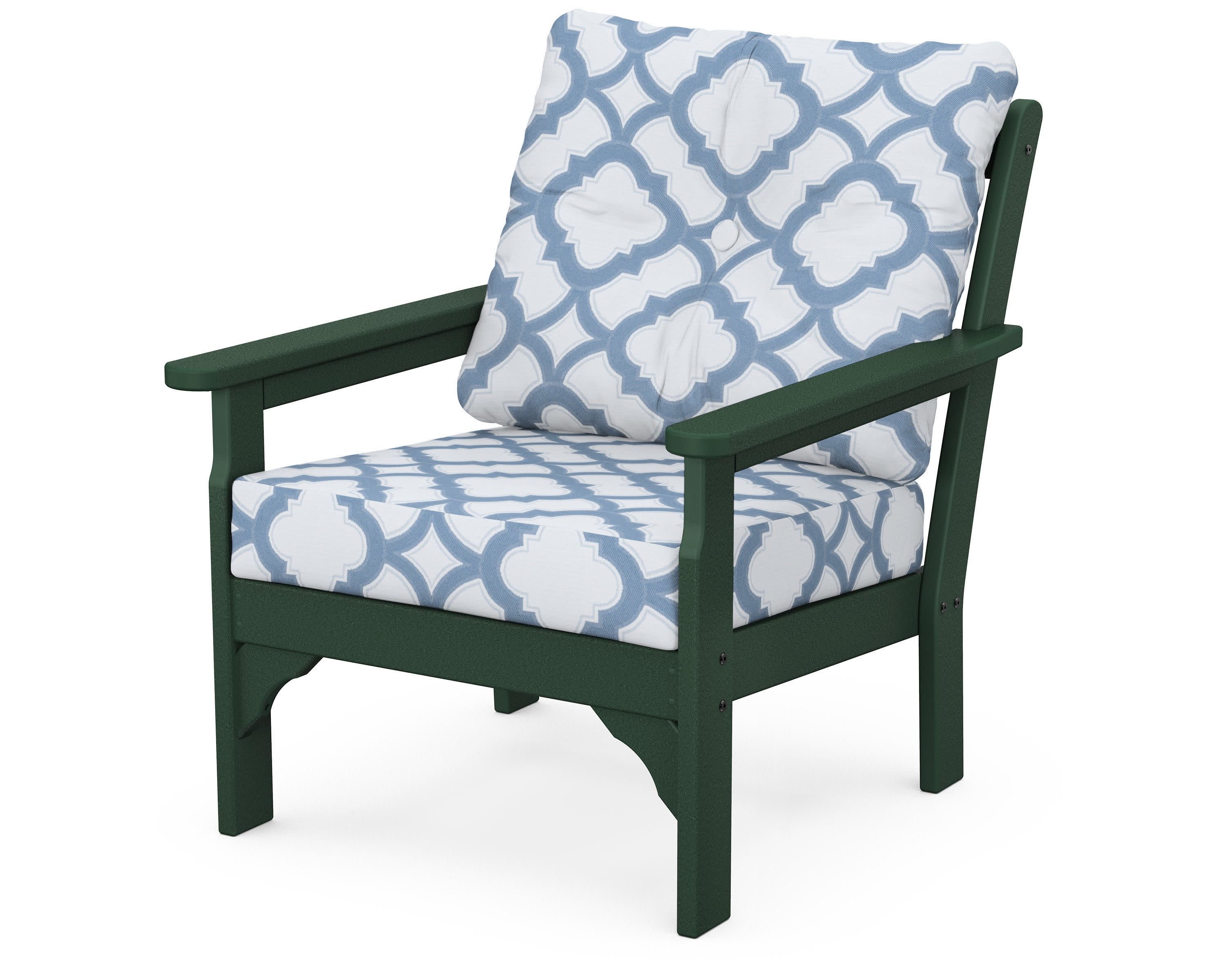 Vineyard Deep Seating Chair in Green / Trellis Sky Blue