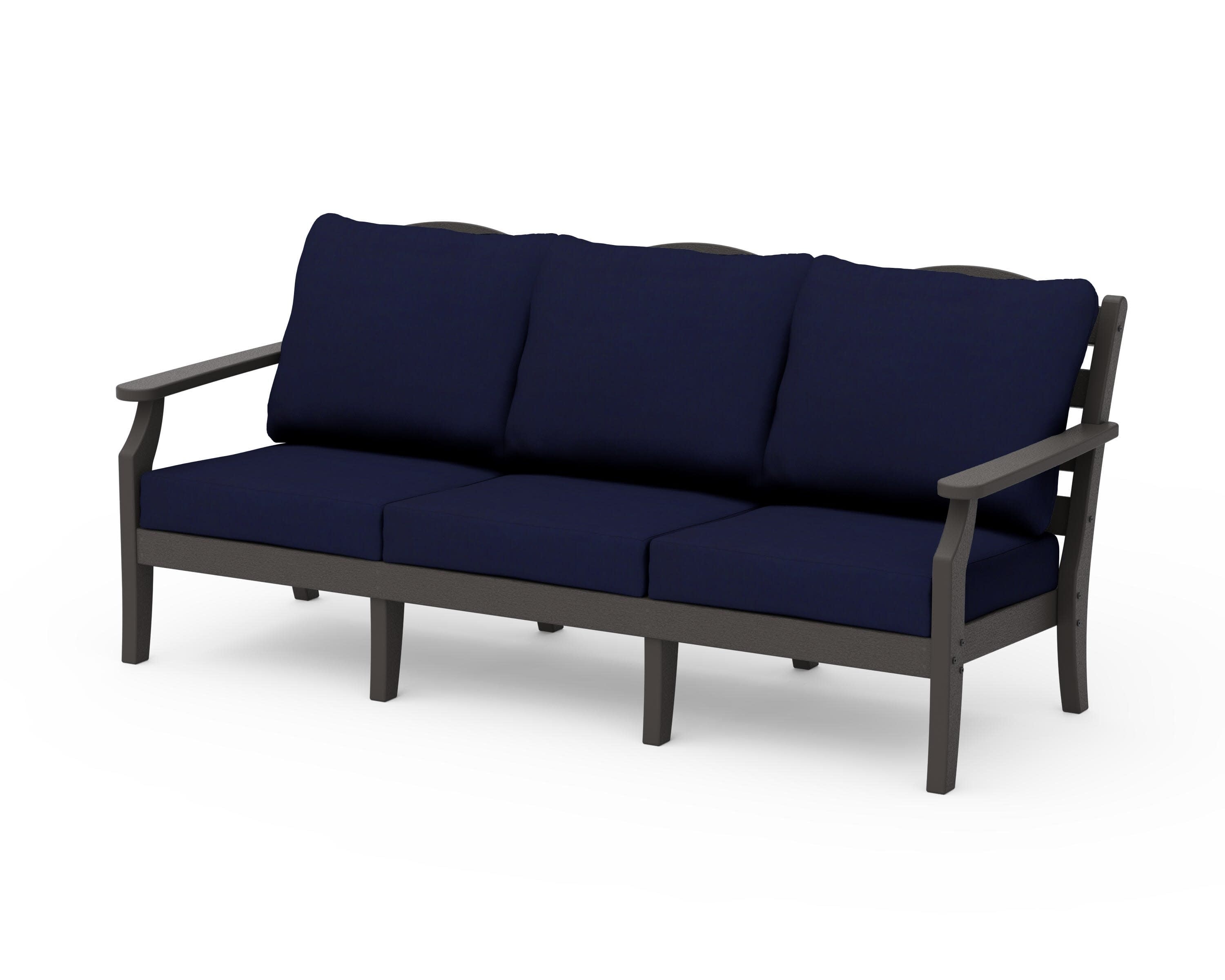 Savannah Deep Seating Sofa in Vintage Coffee / Navy