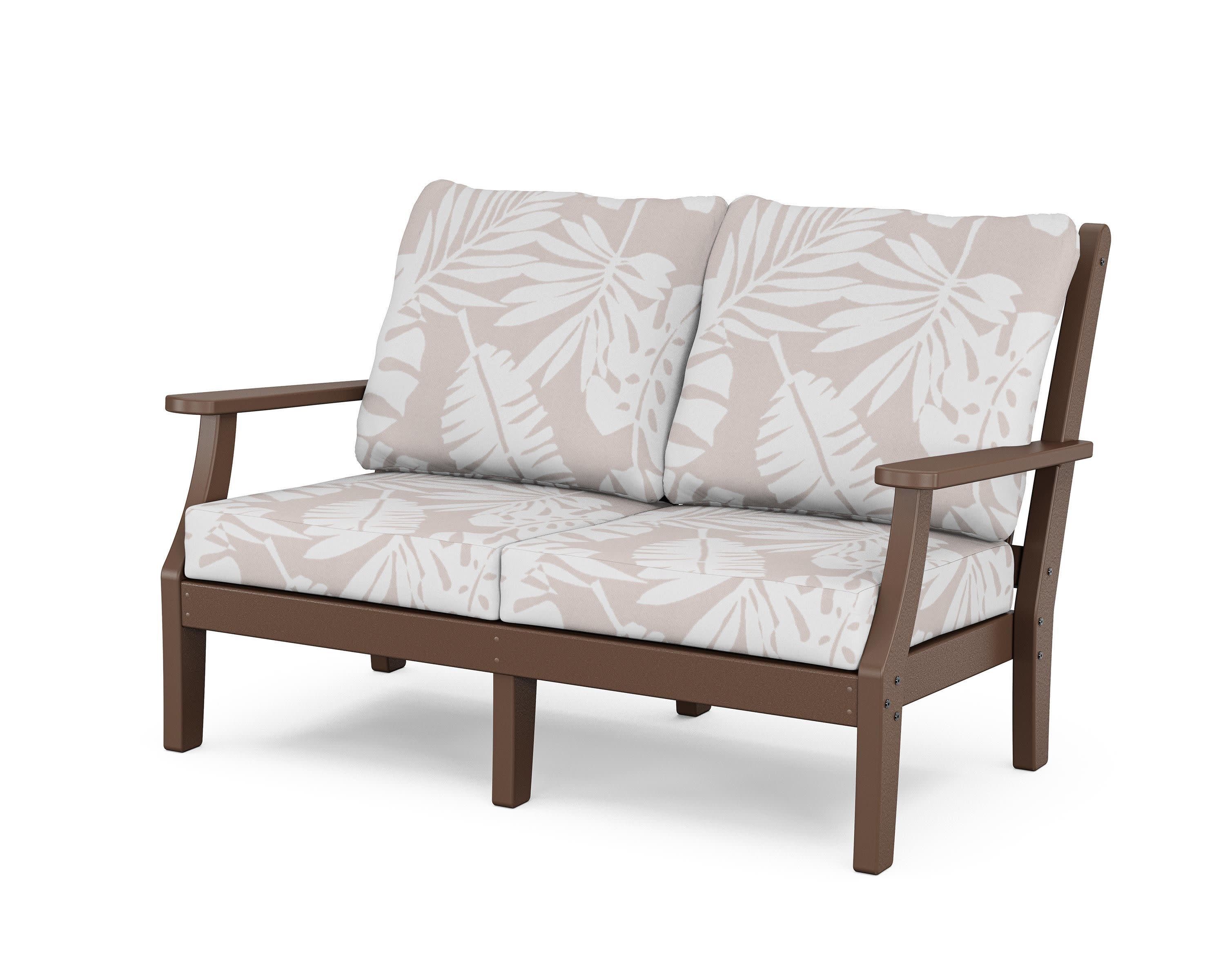 Wovendale Deep Seating Loveseat in Mahogany / Leaf Dune Burlap