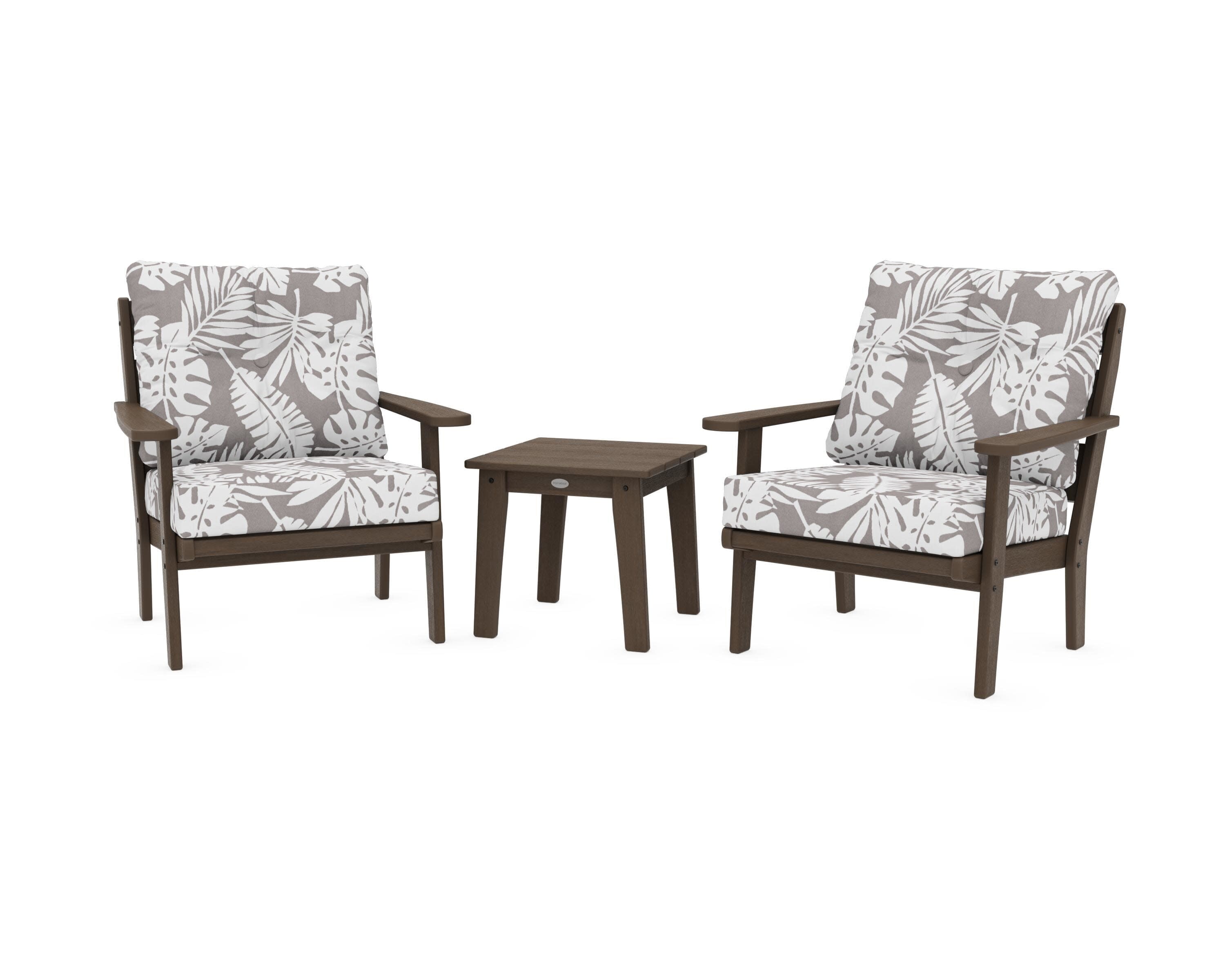 Lakeside 3-Piece Deep Seating Chair Set in Kona / Leaf Grey Mist
