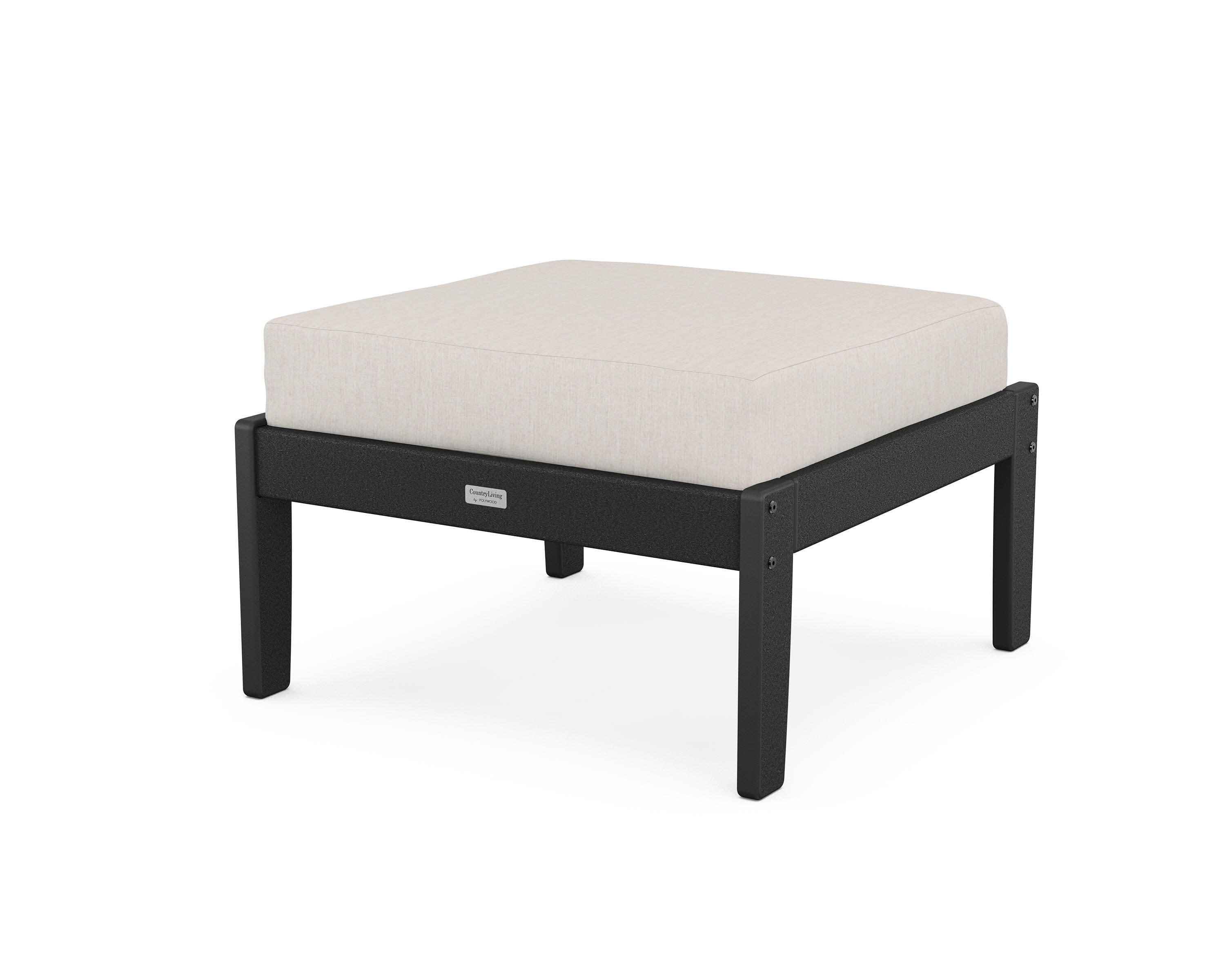 Cottage Deep Seating Ottoman in Black / Cast Ash