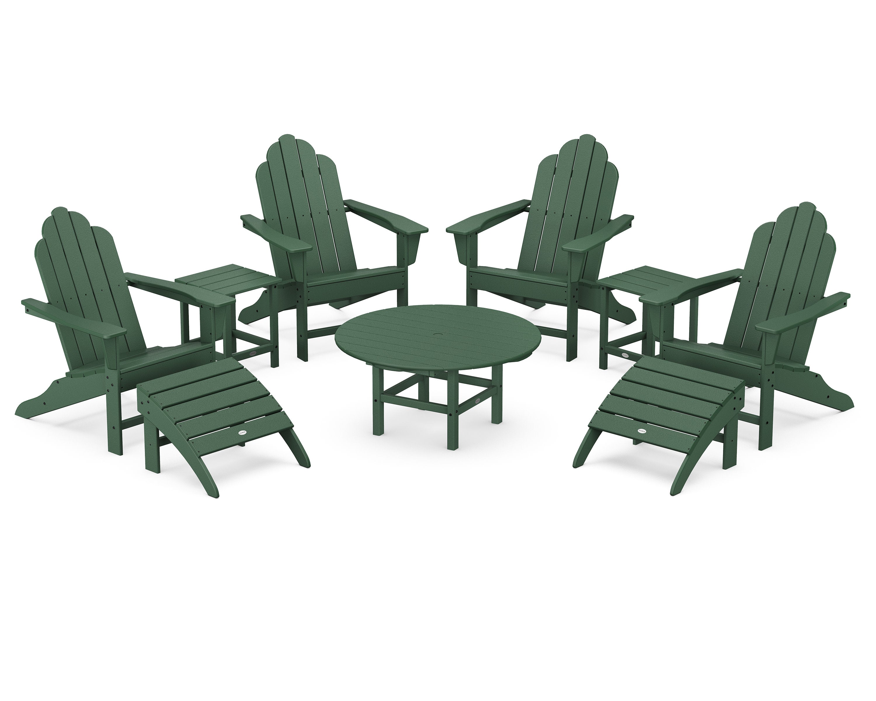 Long Island Adirondack 9-Piece Conversation Group in Green