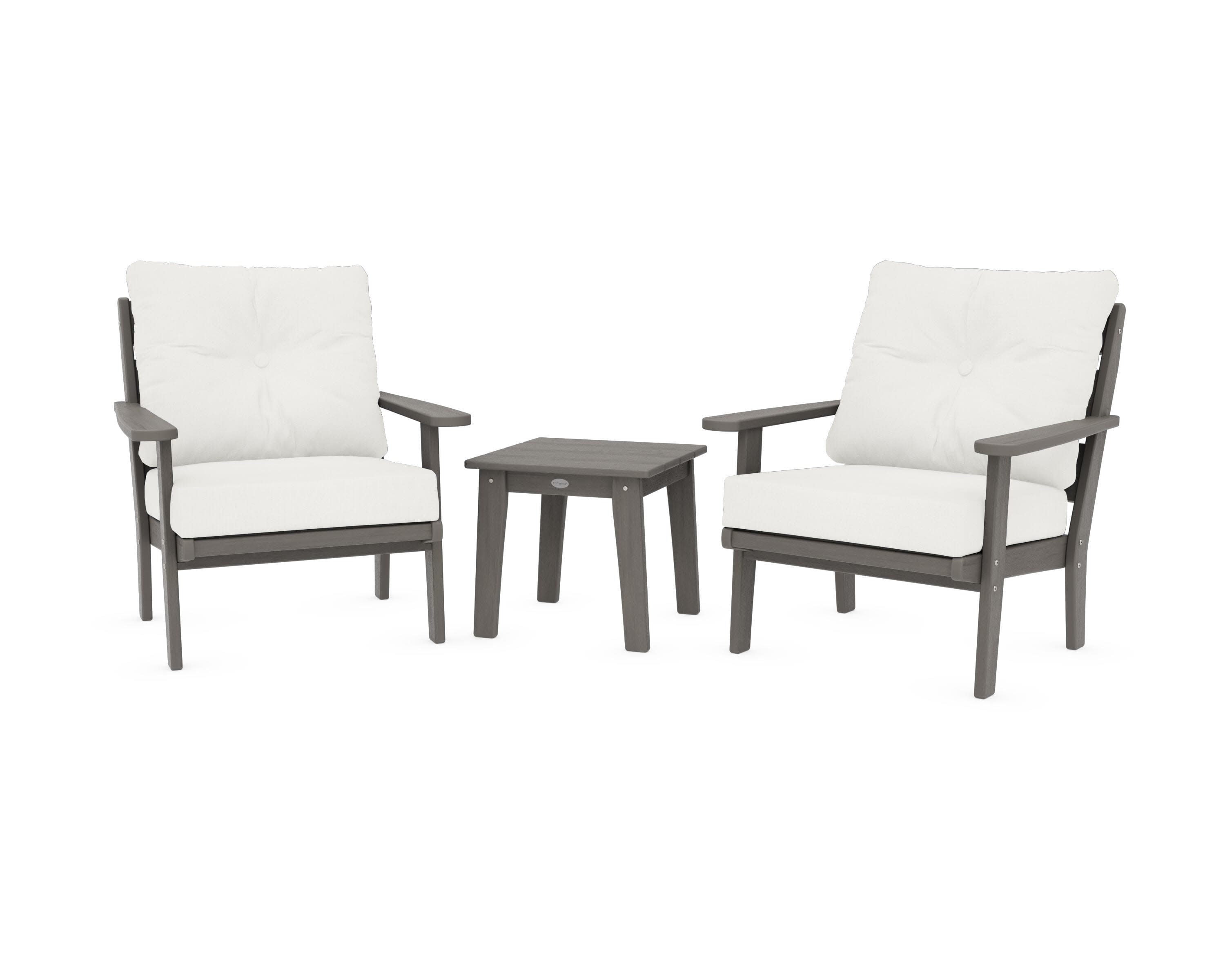 Lakeside 3-Piece Deep Seating Chair Set in Driftwood / Natural Linen