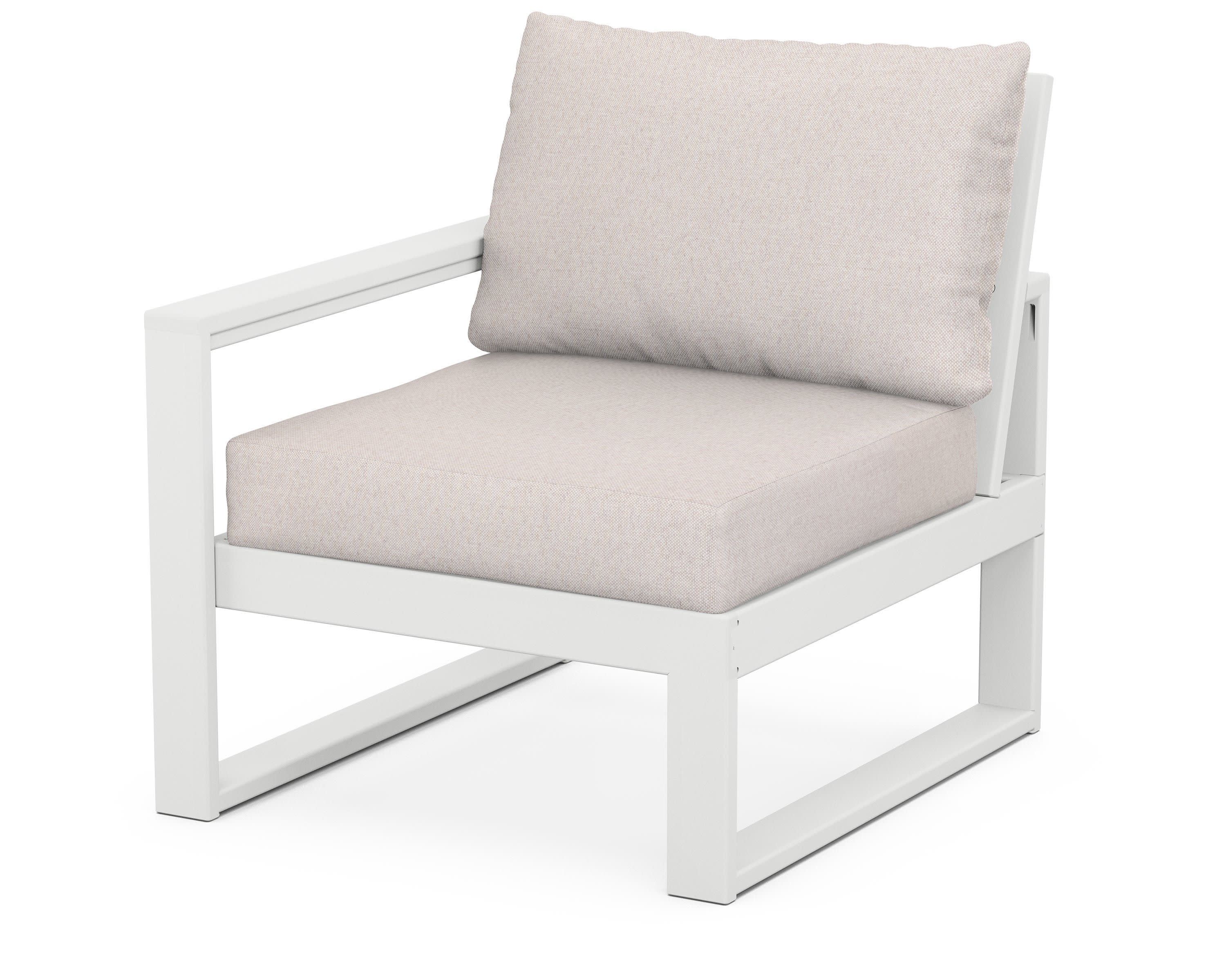 EDGE Modular Left Arm Chair in White / Dune Burlap