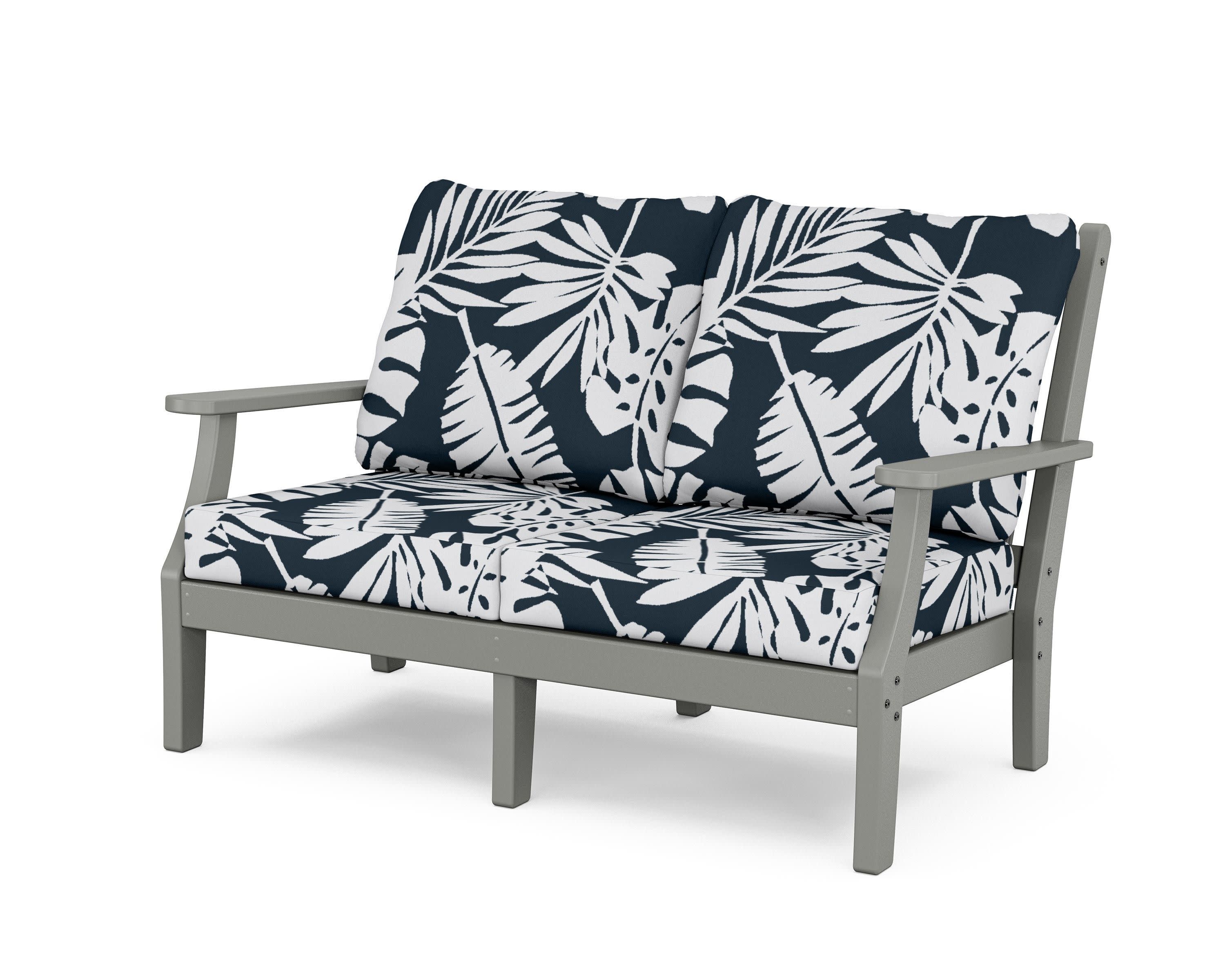 Wovendale Deep Seating Loveseat in Slate Grey / Leaf Marine Indigo
