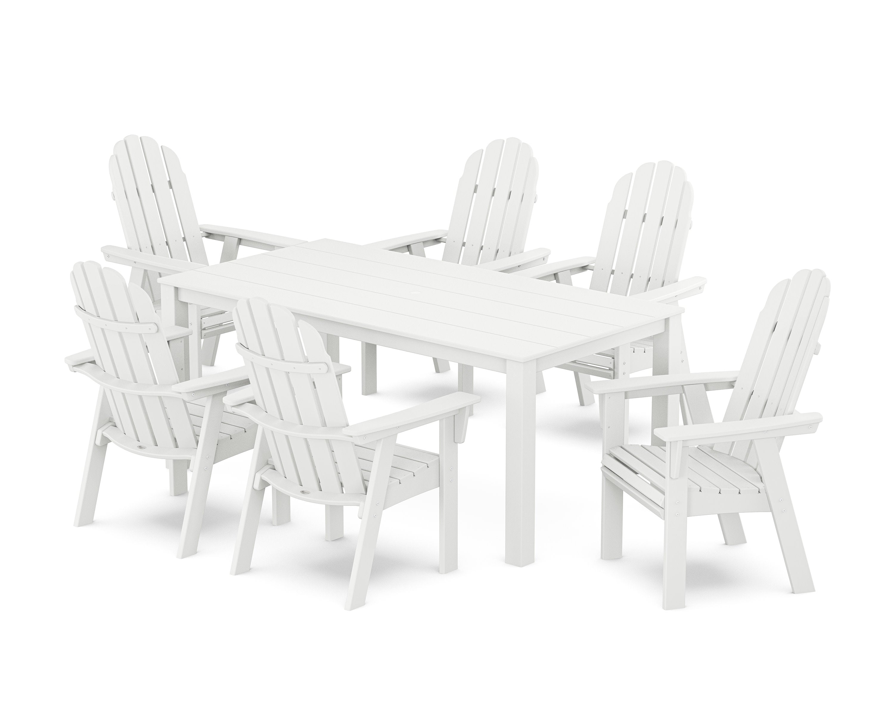 Vineyard Curveback Adirondack 7-Piece Parsons Dining Set in White