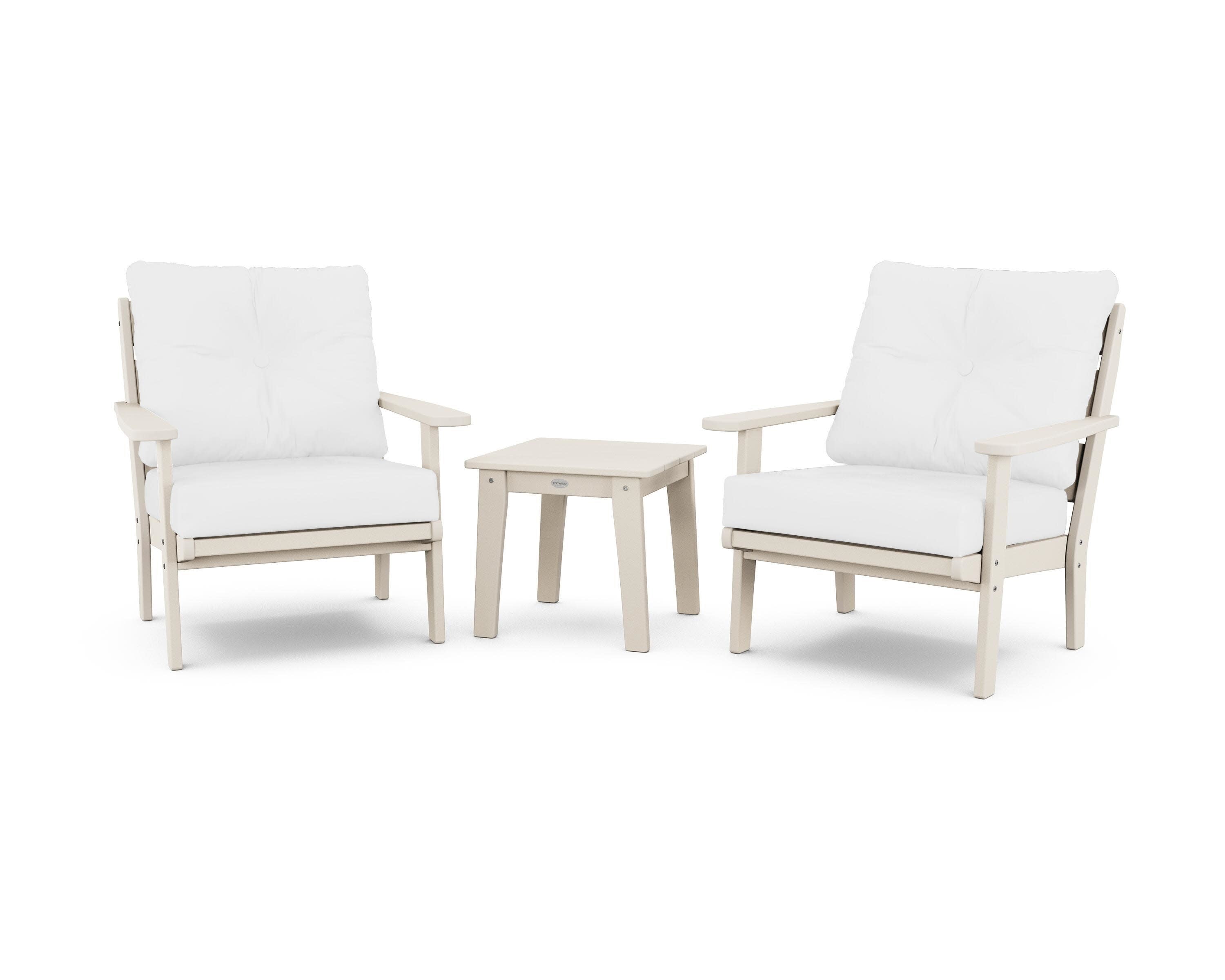 Lakeside 3-Piece Deep Seating Chair Set in Sand / Natural