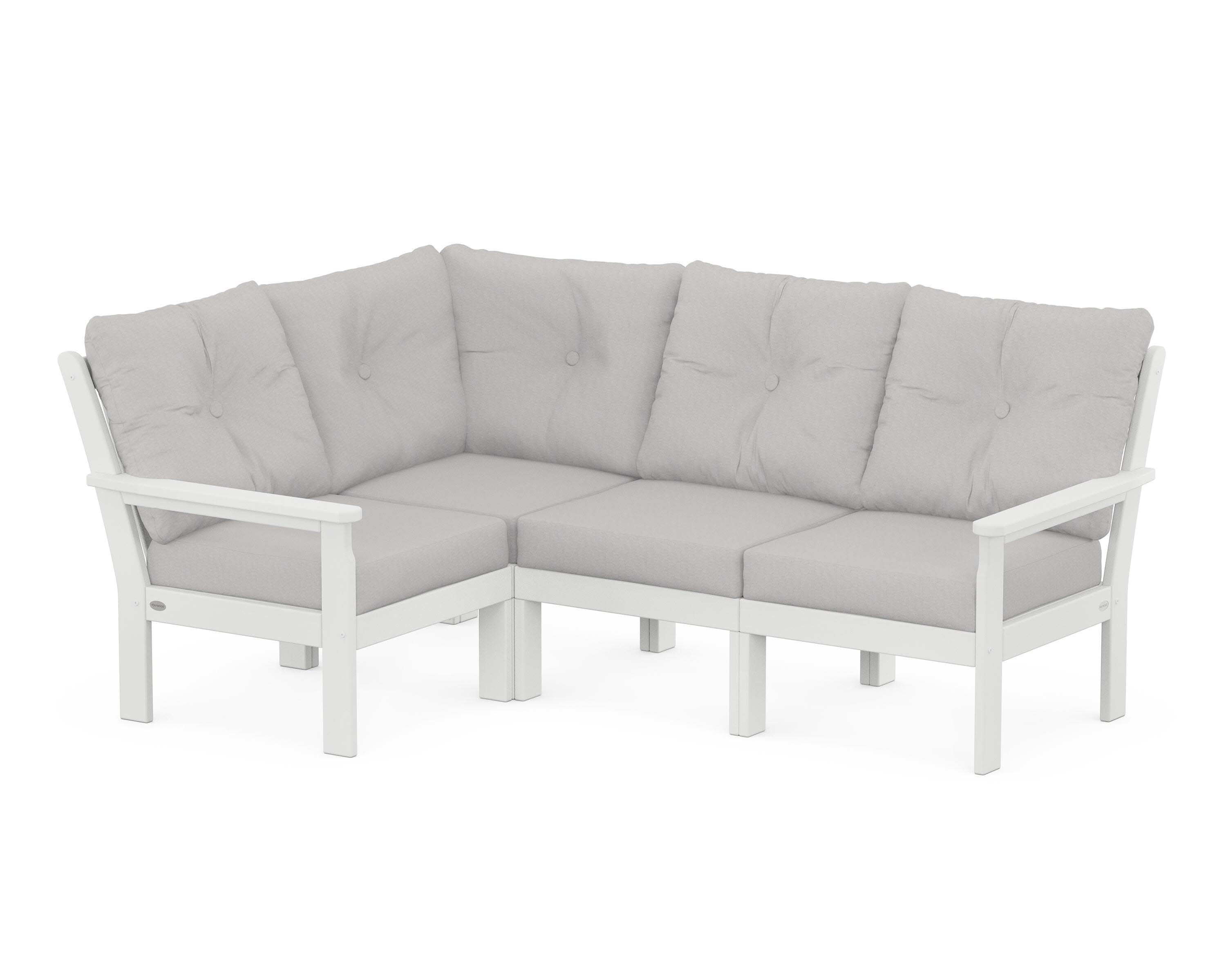Vineyard 4-Piece Sectional in White / Diamond in the Rough