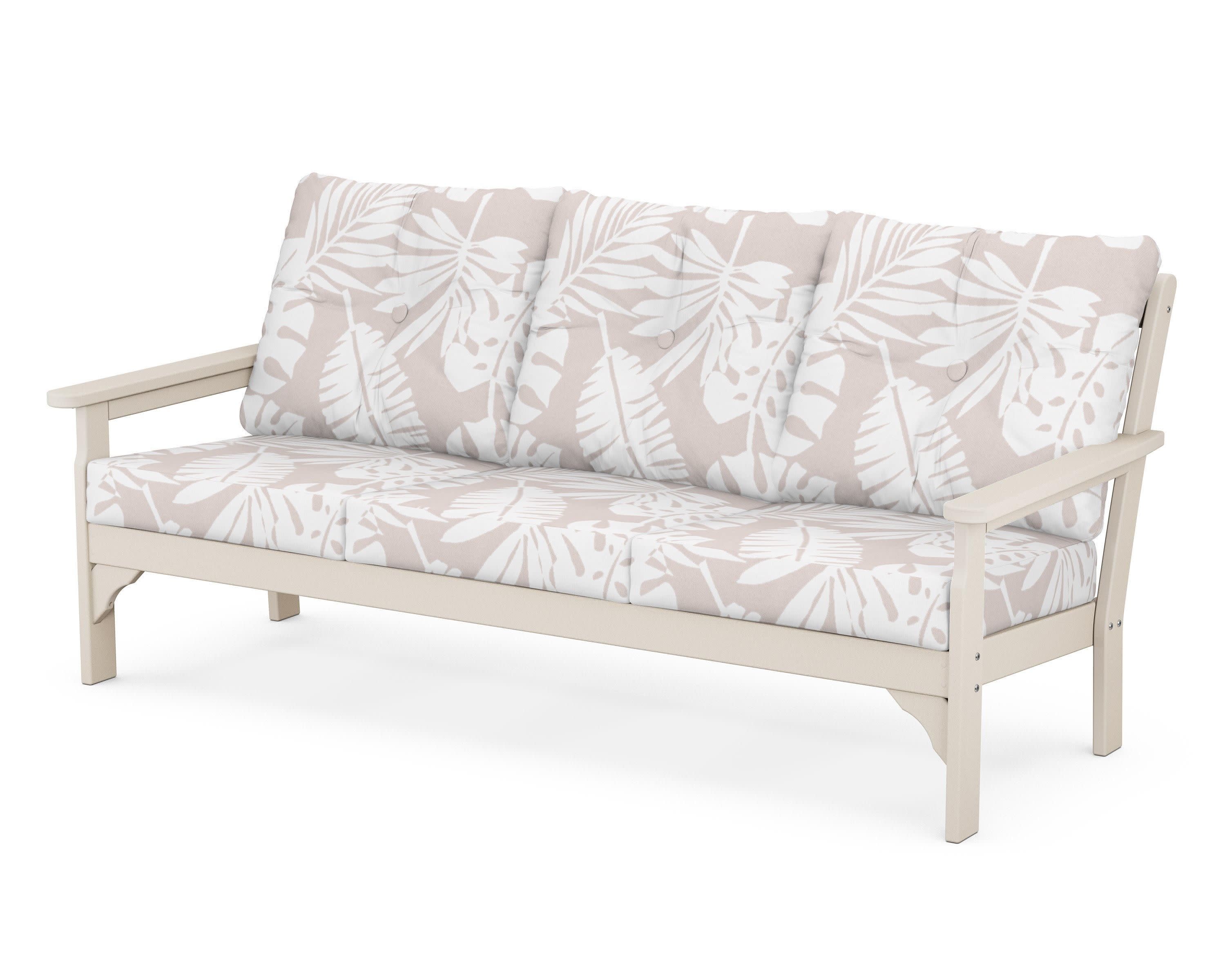 Vineyard Deep Seating Sofa in Sand / Leaf Dune Burlap