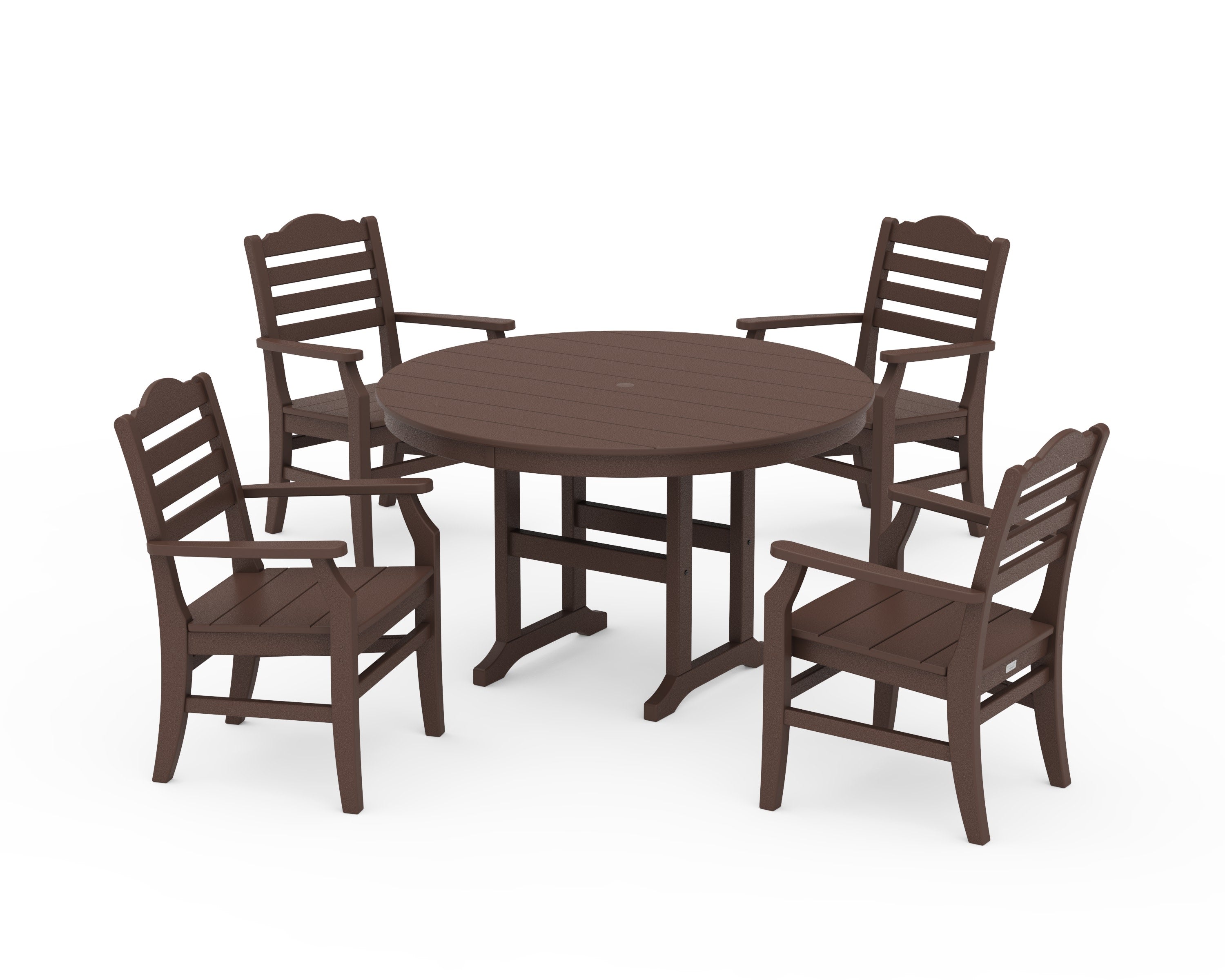 Savannah 5-Piece Round Farmhouse Dining Set in Mahogany
