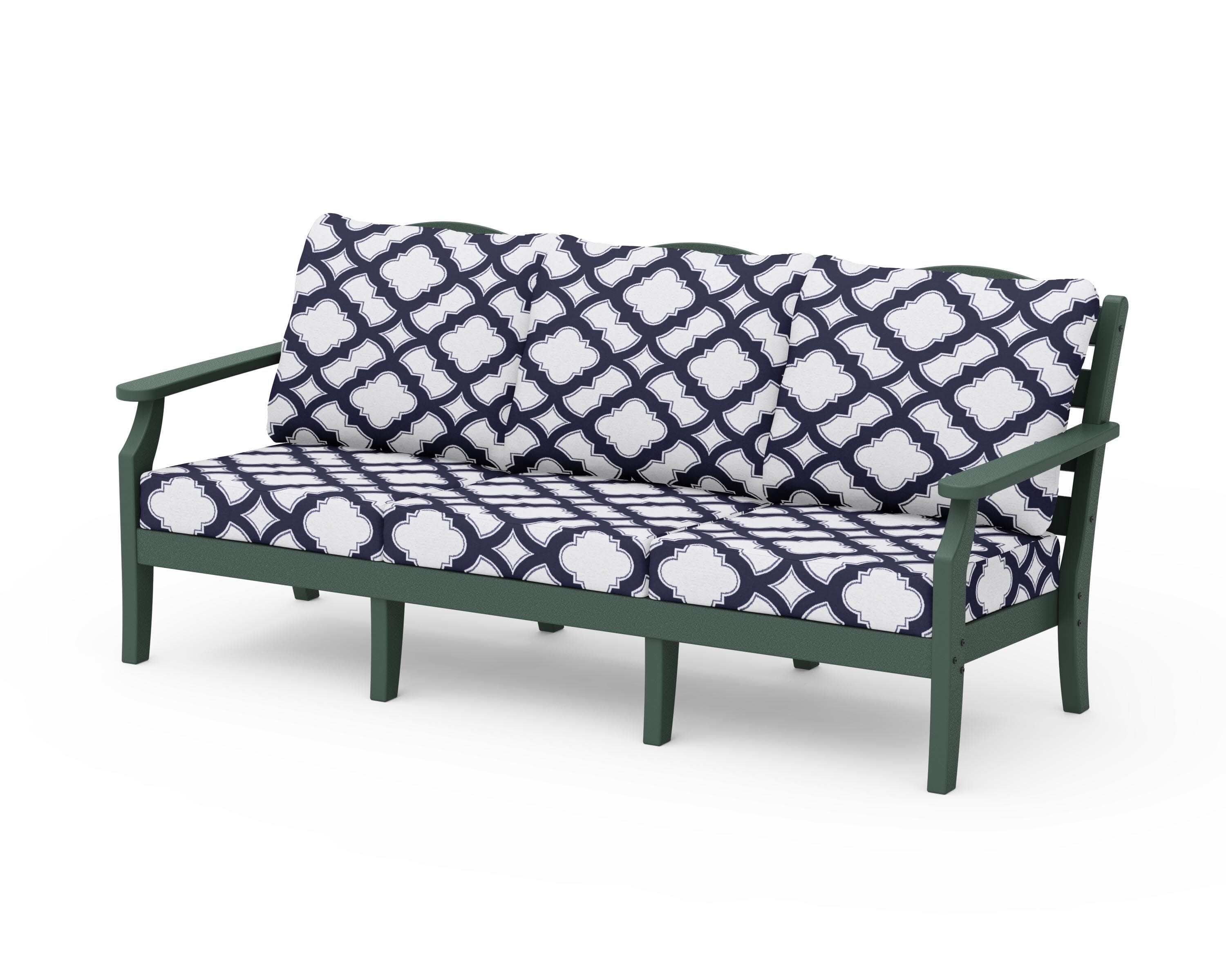 Savannah Deep Seating Sofa in Green / Trellis Navy