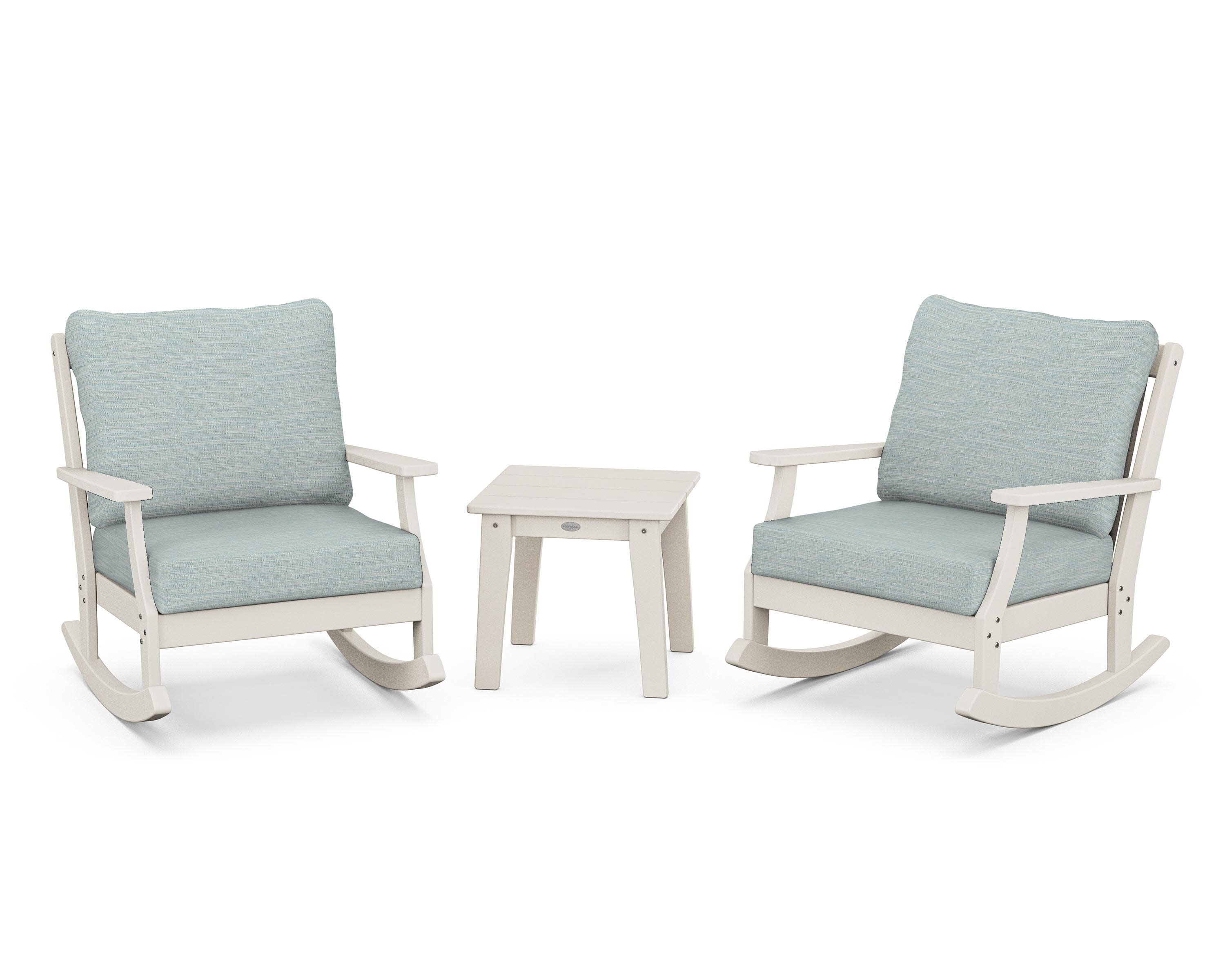 Braxton 3-Piece Deep Seating Rocker Set in Sand / Soothe Mist