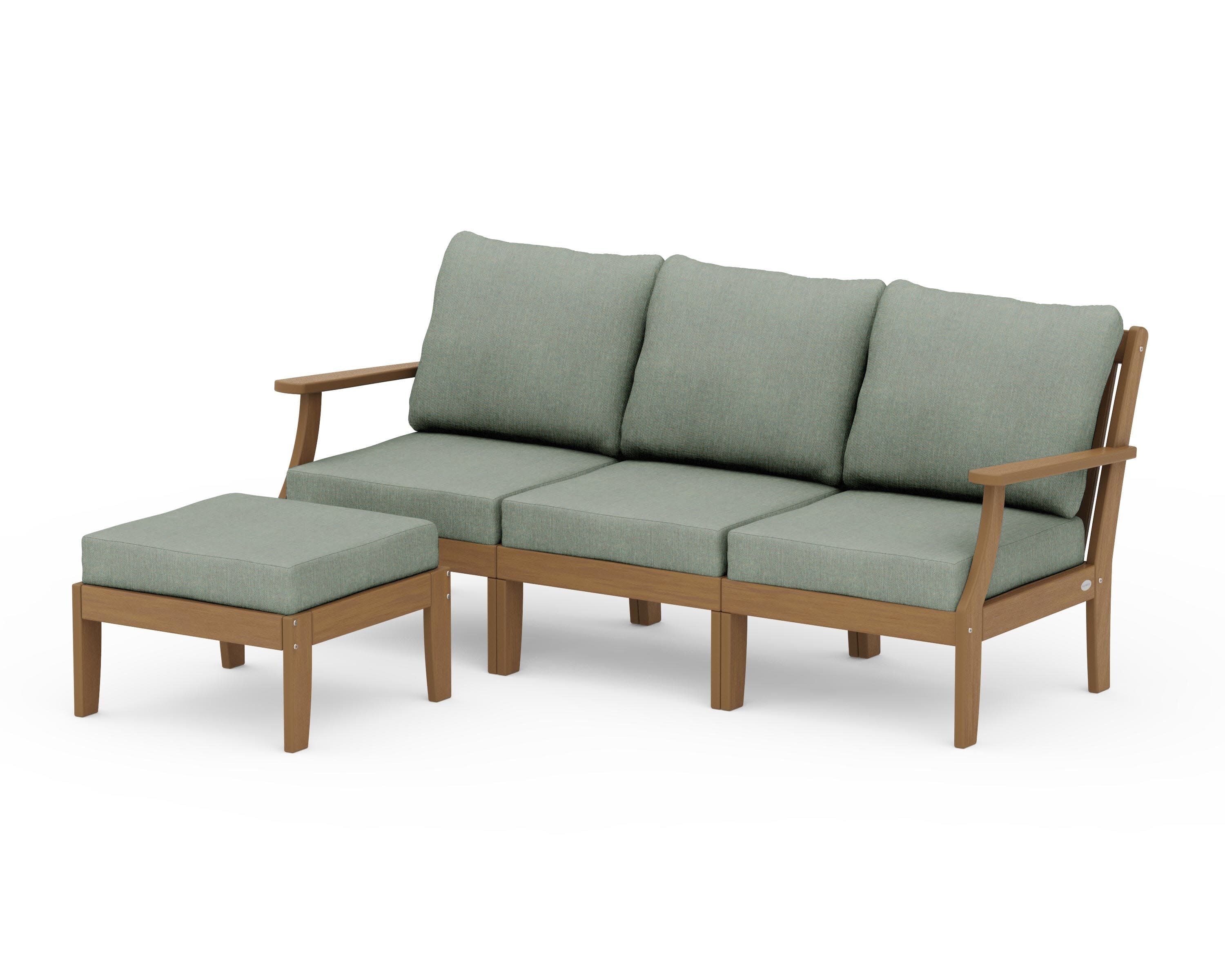 Braxton Modular 4-Piece Deep Seating Set with Ottoman in Natural / Cast Sage