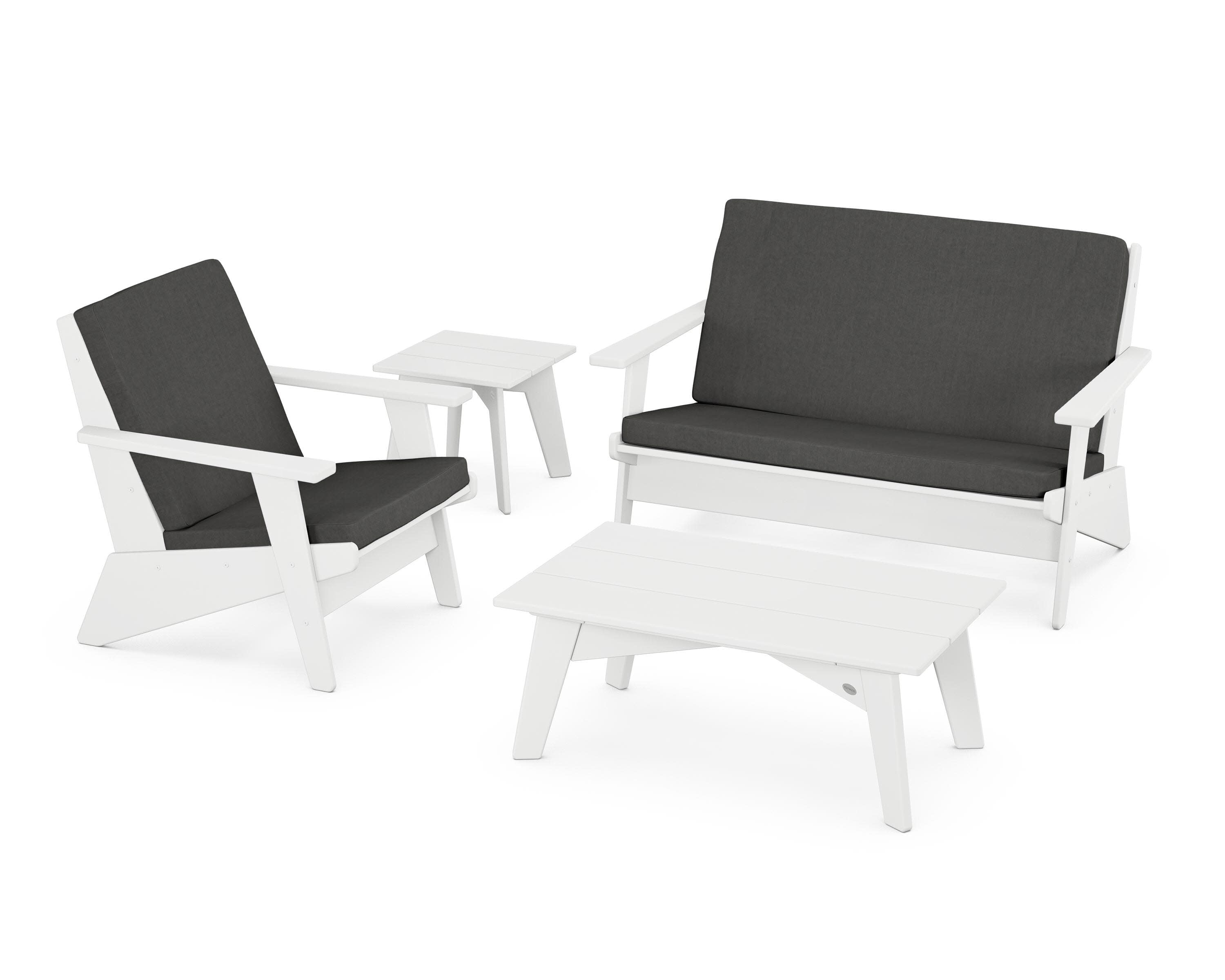 Riviera Modern Lounge 4-Piece Set in White / Spectrum Carbon