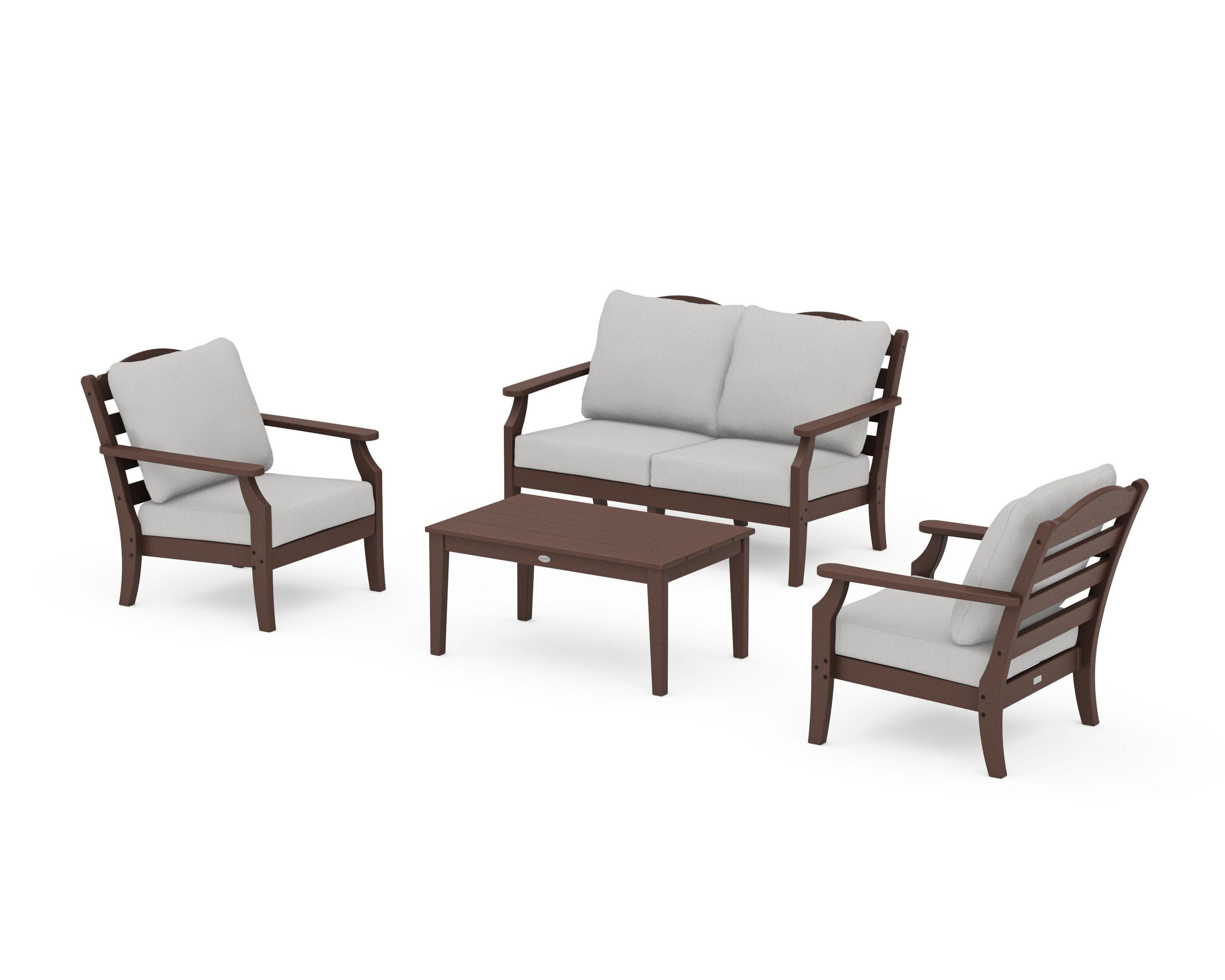 Savannah 4-Piece Deep Seating Set with Loveseat in Mahogany / Diamond in the Rough