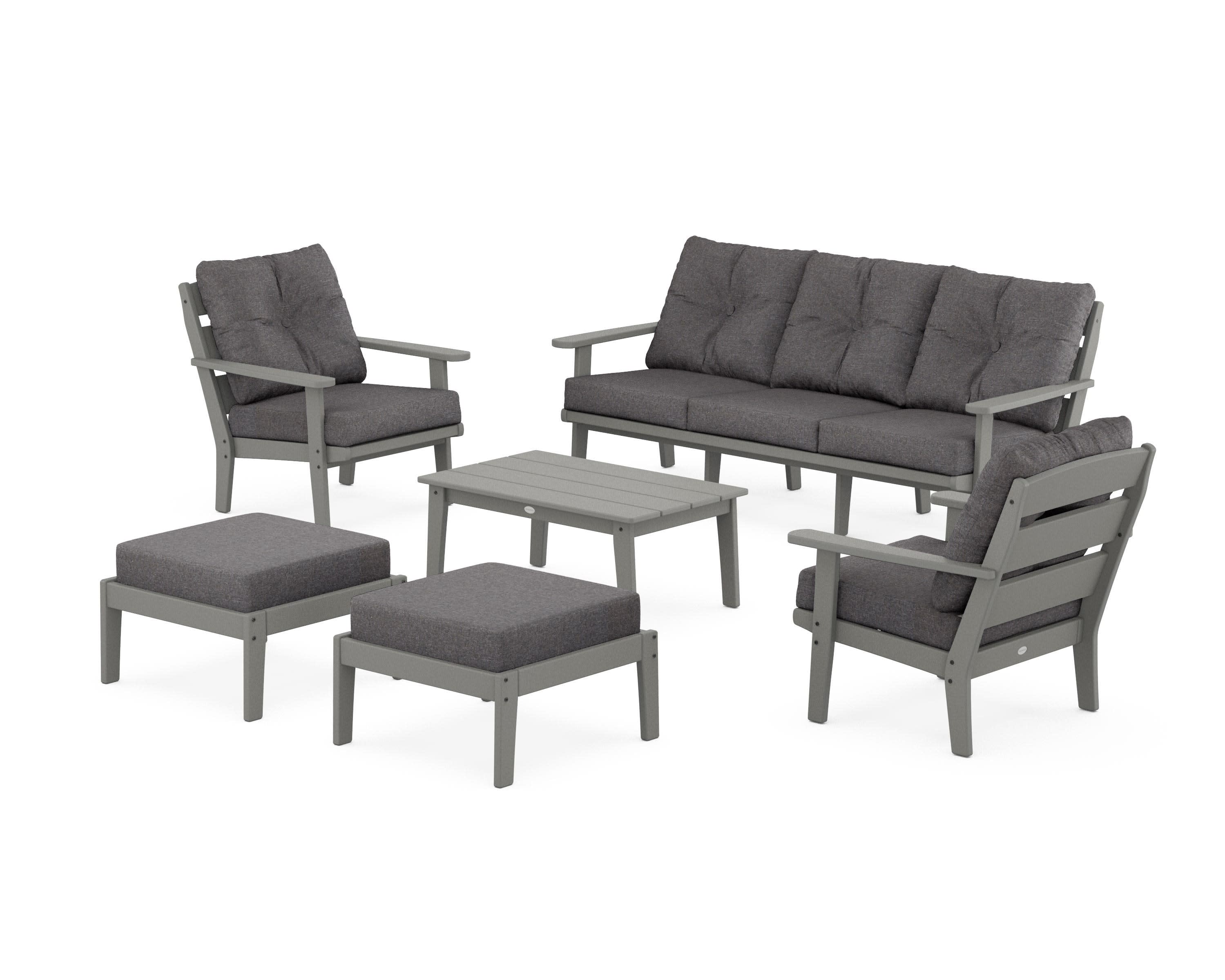 Lakeside 6-Piece Lounge Sofa Set in Slate Grey / Ash Charcoal