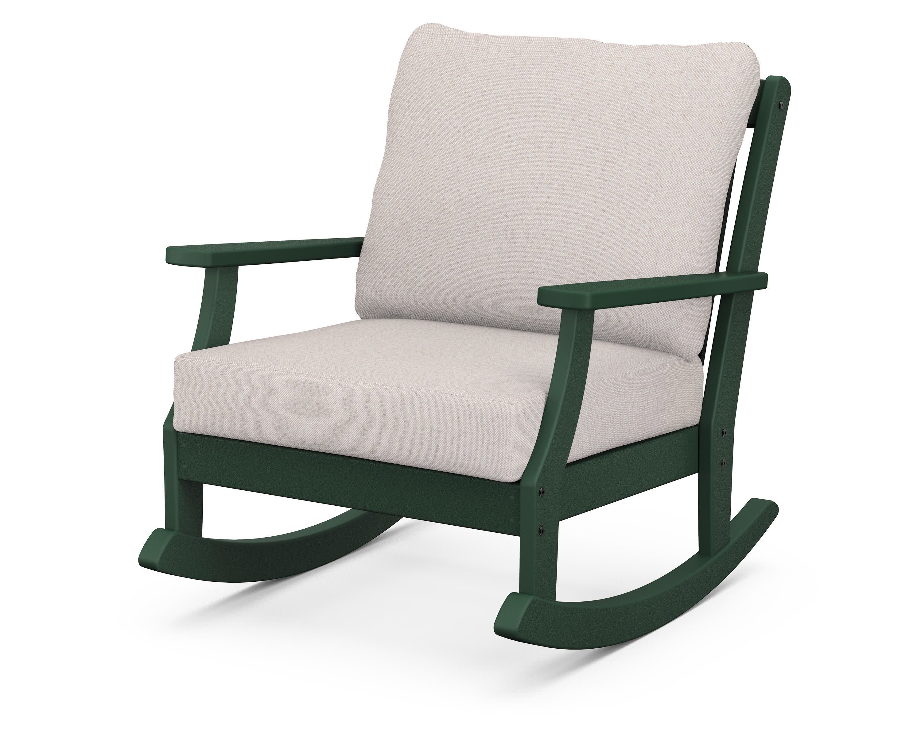 Braxton Deep Seating Rocking Chair in Green / Dune Burlap