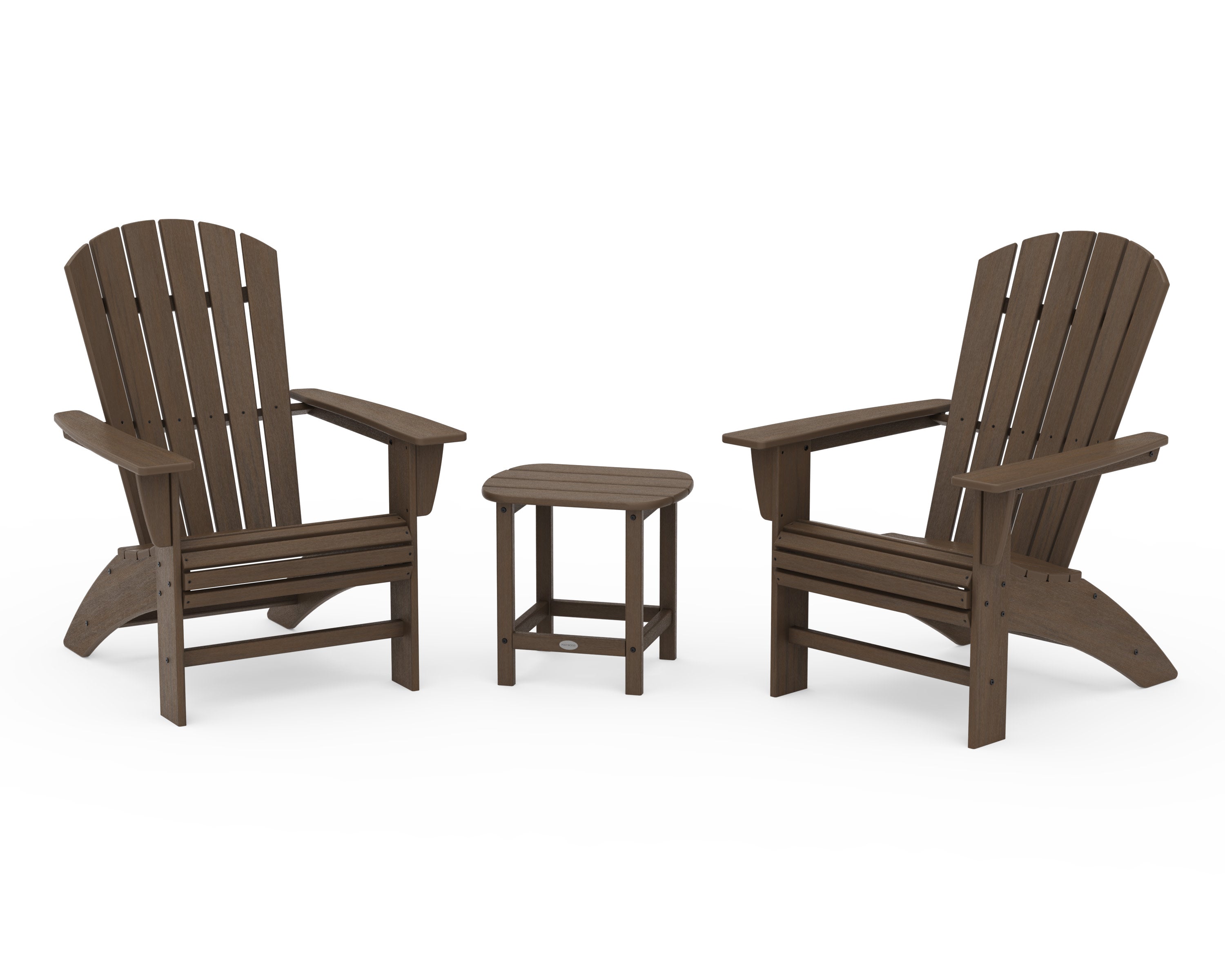 Nautical 3-Piece Curveback Adirondack Set in Kona
