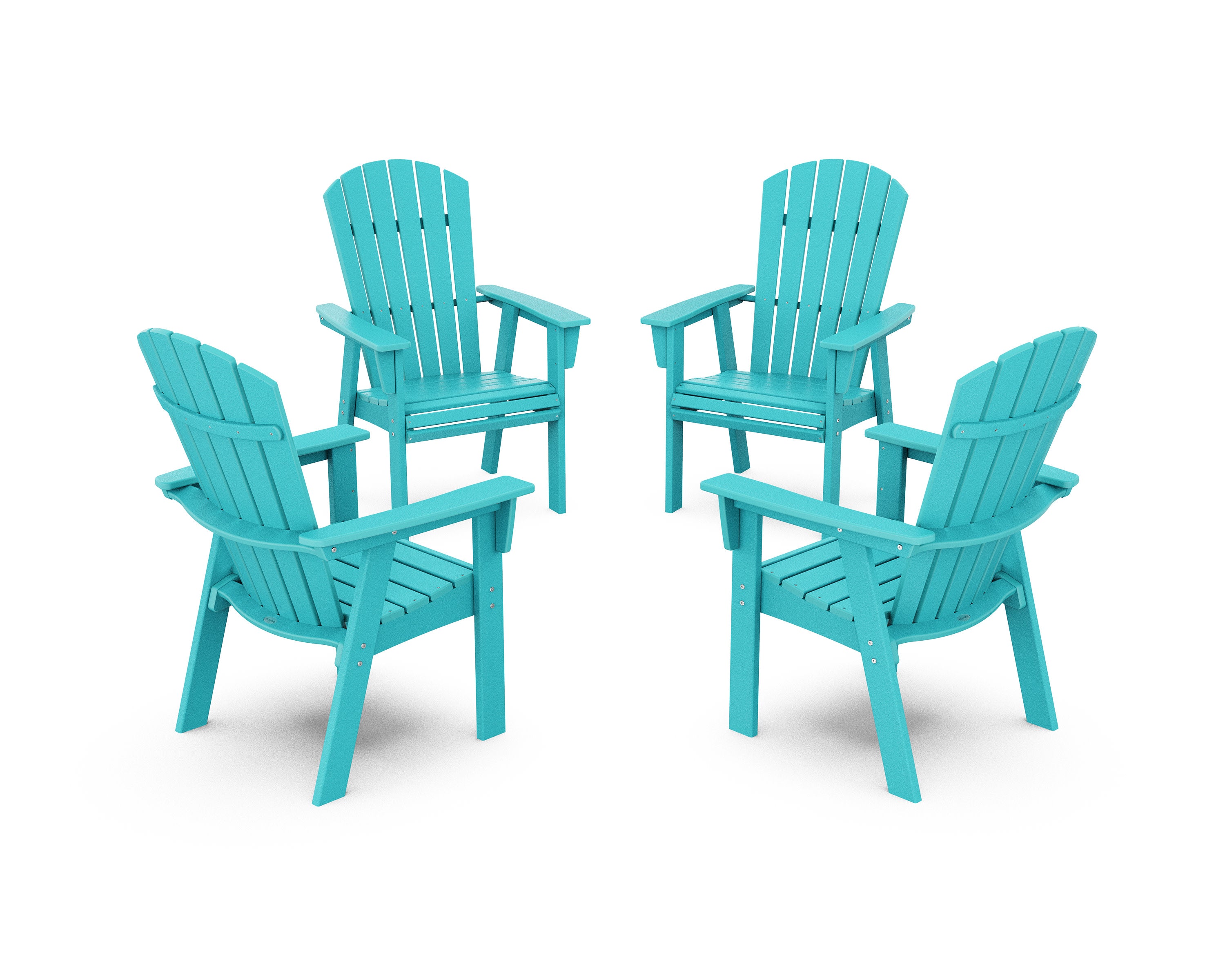 Nautical 4-Piece Curveback Upright Adirondack Conversation Set in Aruba