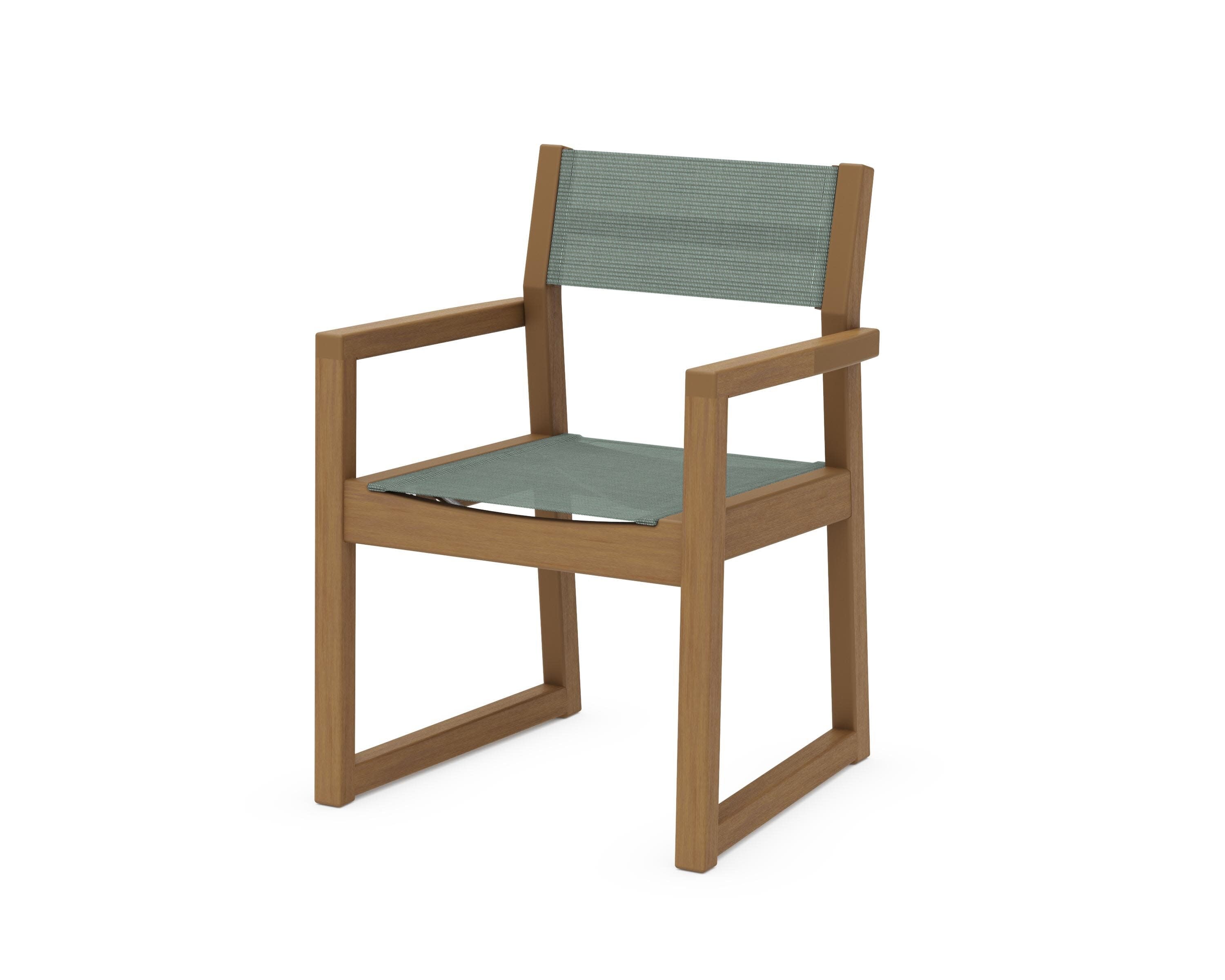 EDGE Sling Dining Arm Chair in Natural / Dupioni Sea Mist Sling