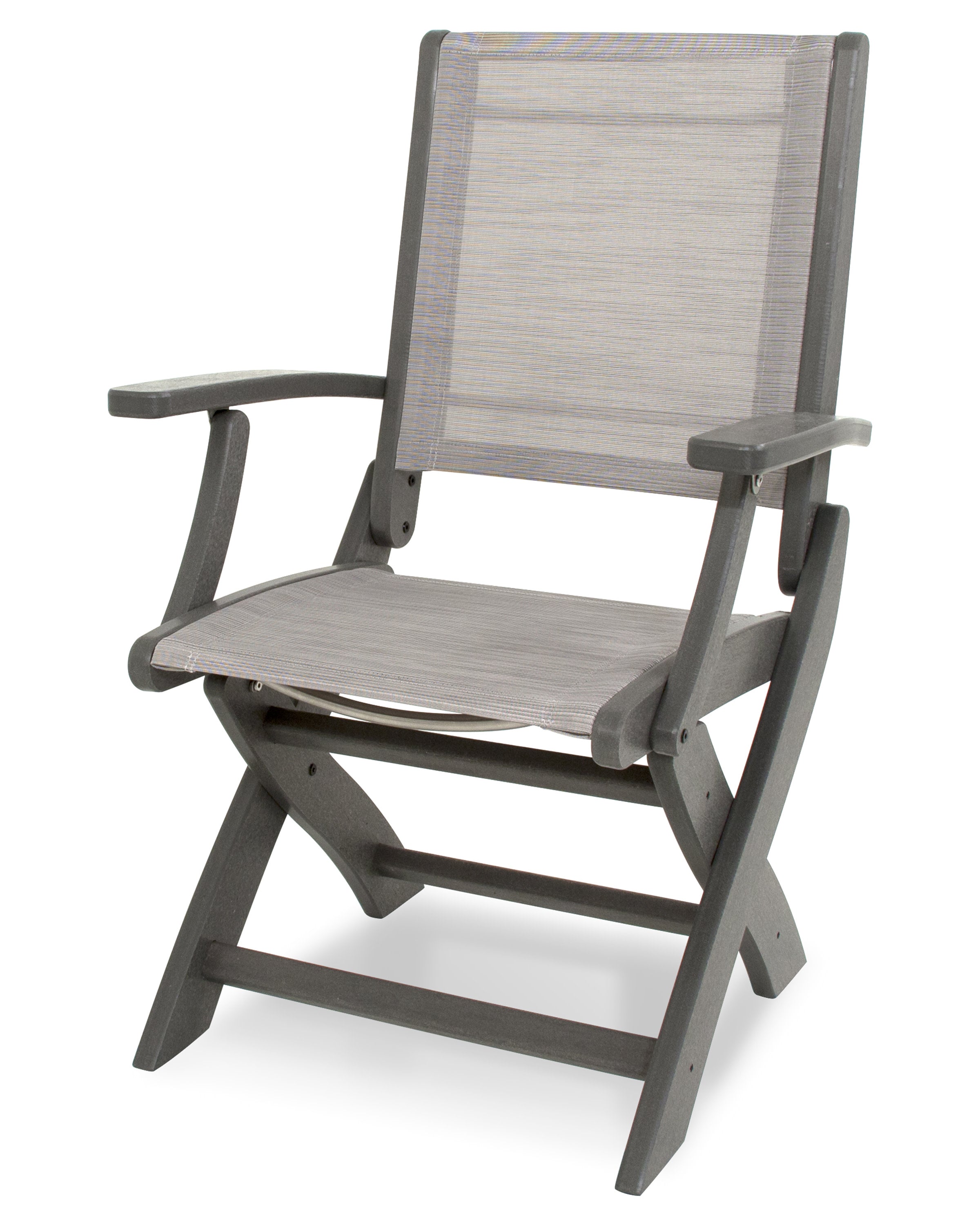 Coastal Folding Chair in Slate Grey / Metallic Sling