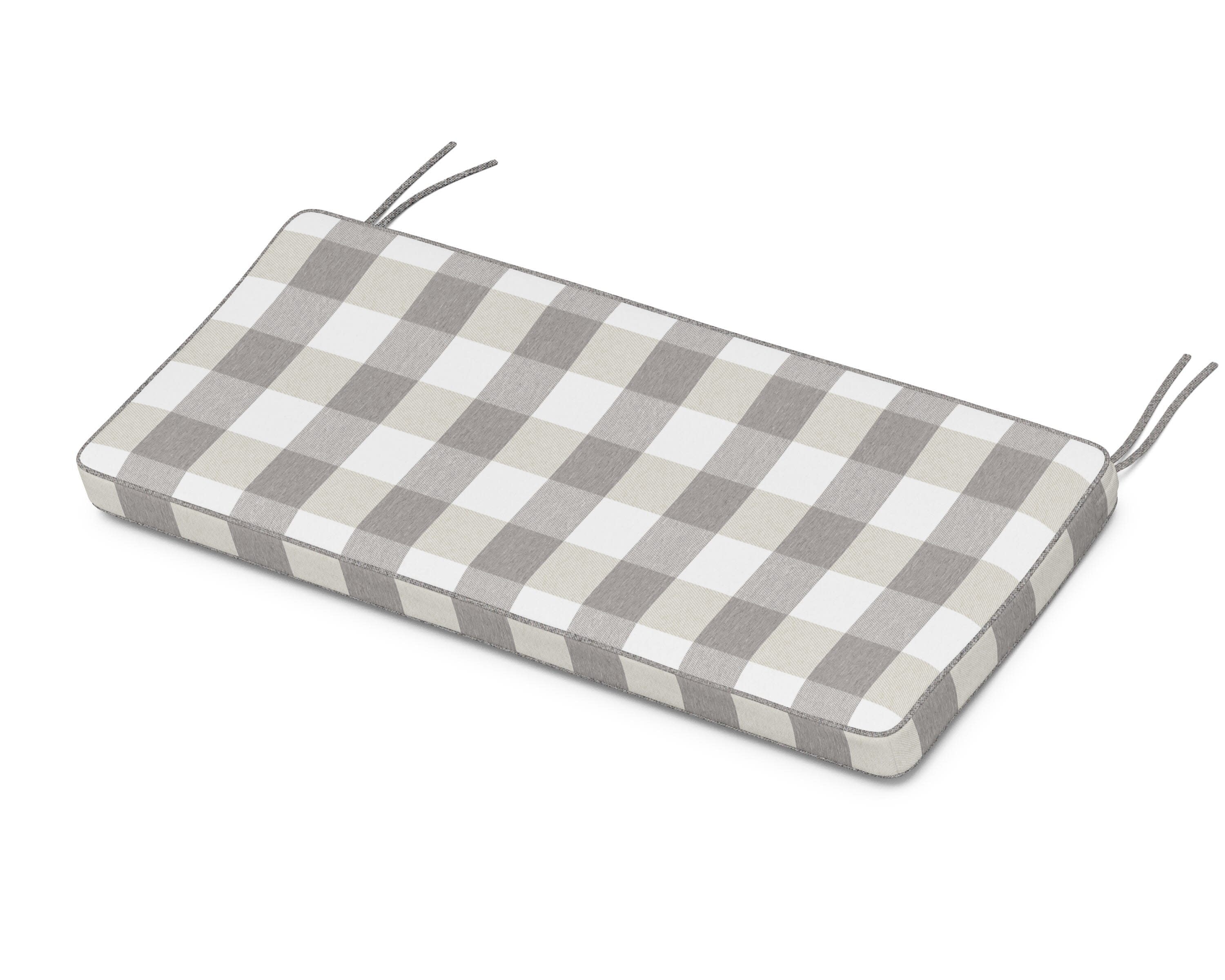 Chinoiserie Bench Seat Cushion in Buffalo Plaid Grey Mist