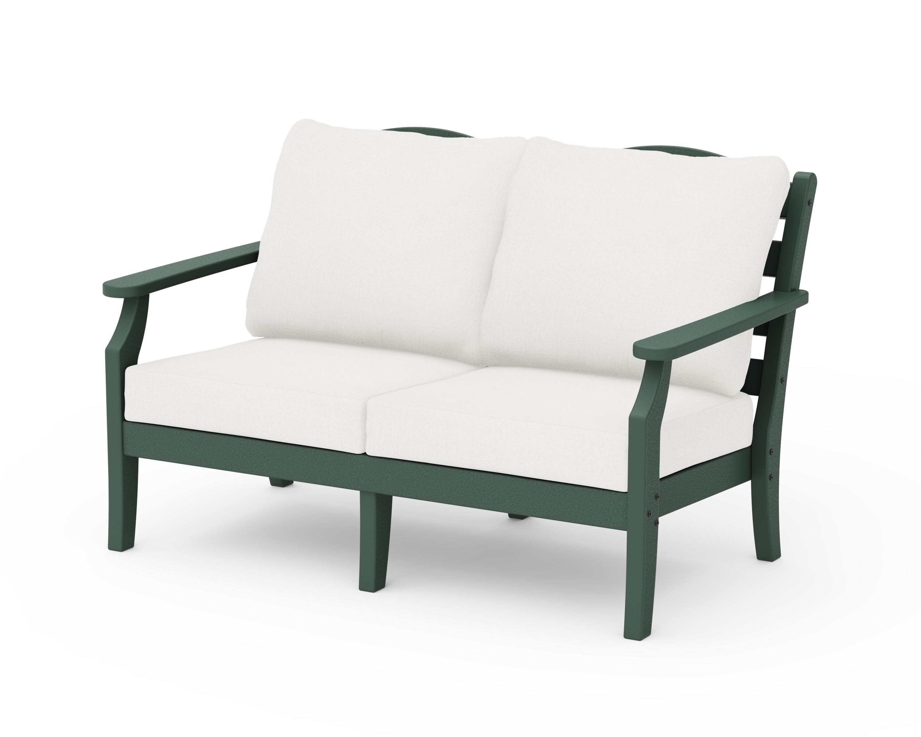 Savannah Deep Seating Loveseat in Green / Natural Linen