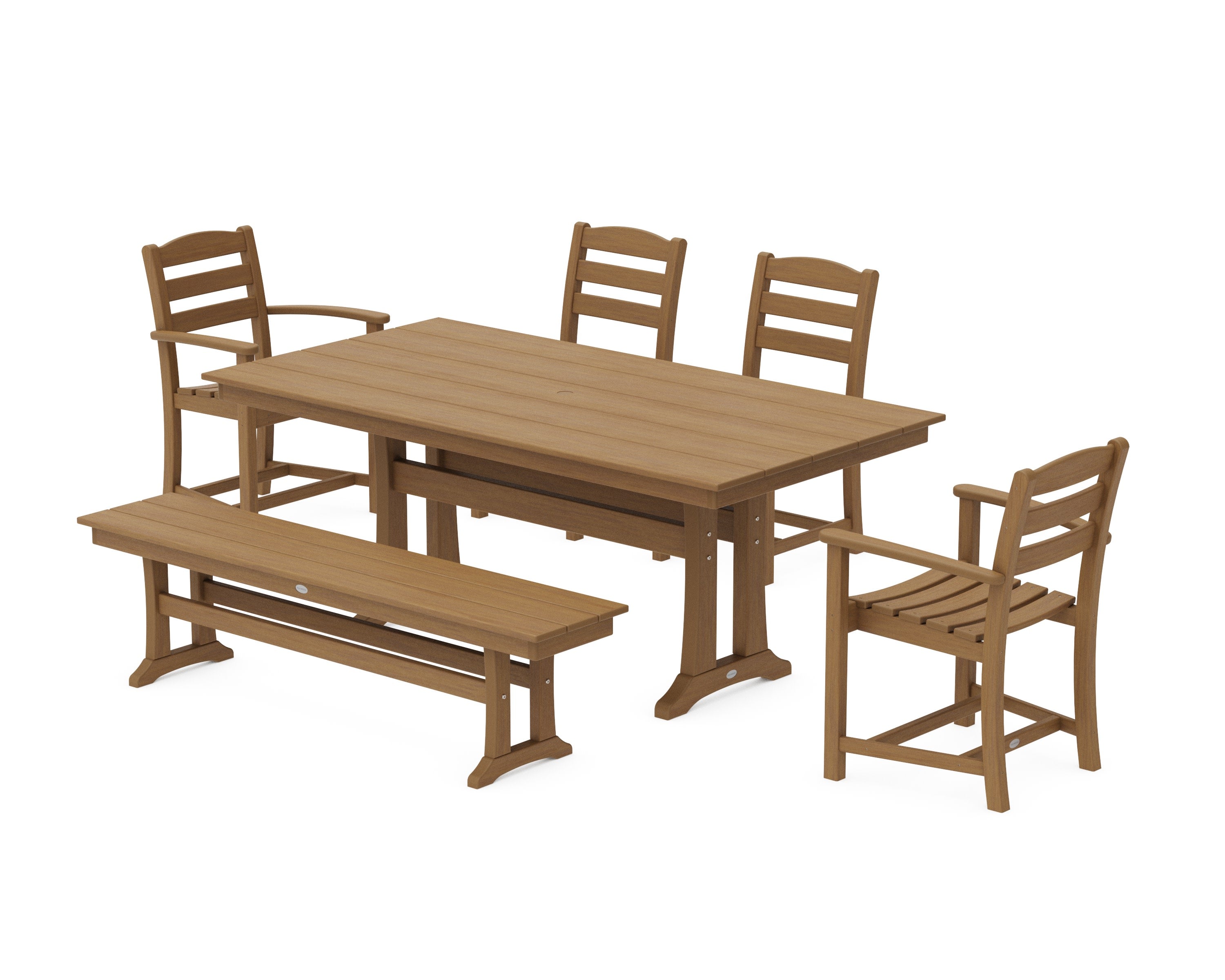 La Casa Cafe 6-Piece Farmhouse Dining Set With Trestle Legs in Natural