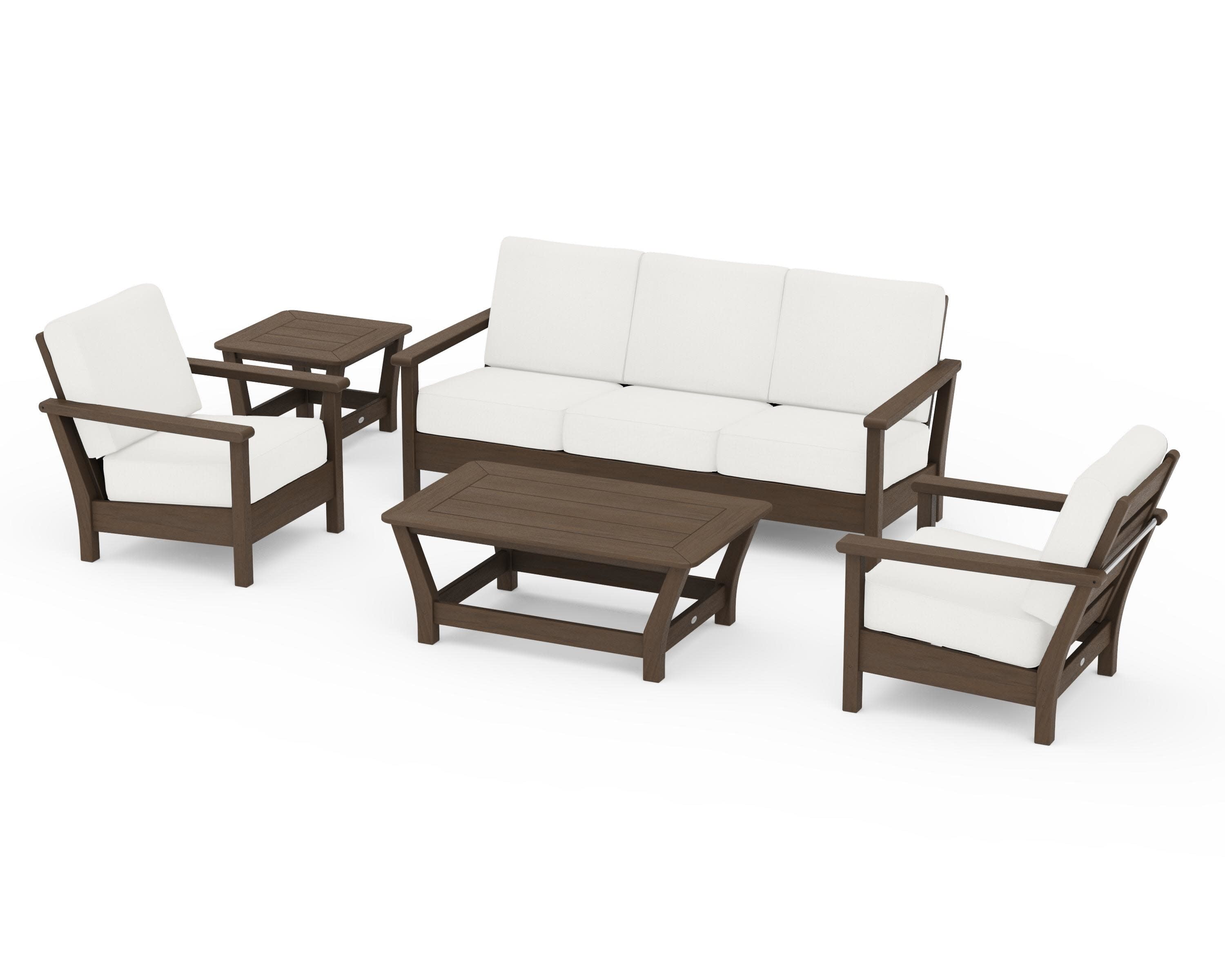 Harbour 5-Piece Deep Seating Set in Kona / Natural Linen