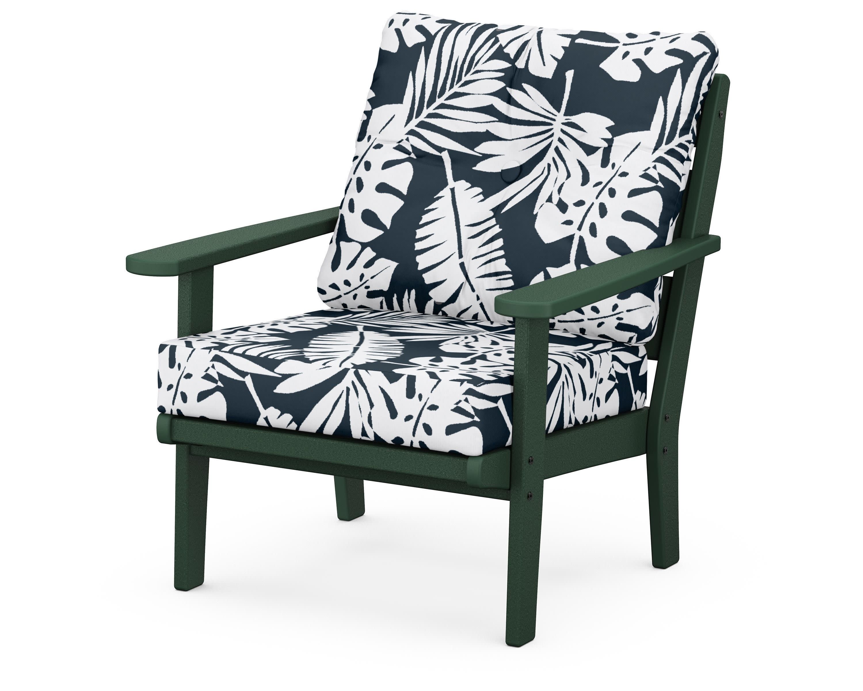 Lakeside Deep Seating Chair in Green / Leaf Marine Indigo