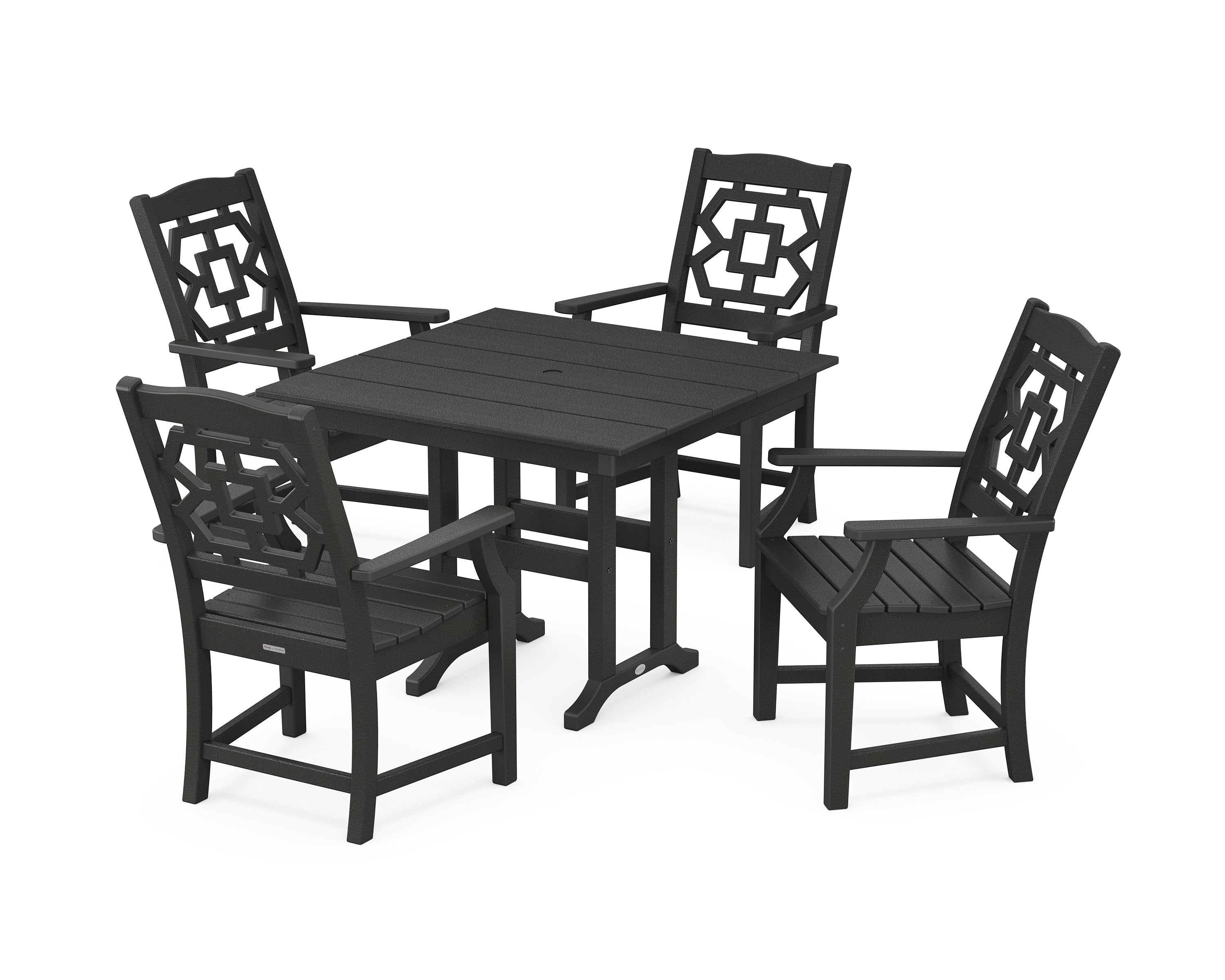 Chinoiserie 5-Piece Farmhouse Dining Set in Black